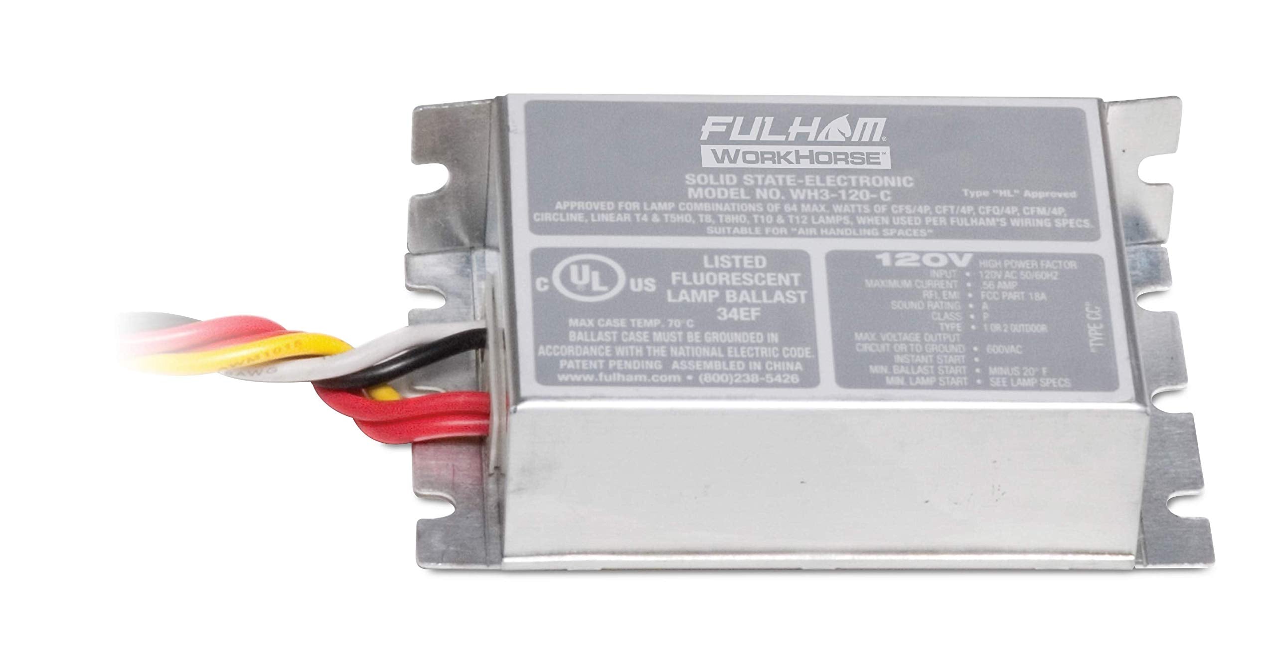 Fulham Lighting Wh3-120-C Workhorse 3 Versatile Fluorescent Lamp Ballast, Silver 120V