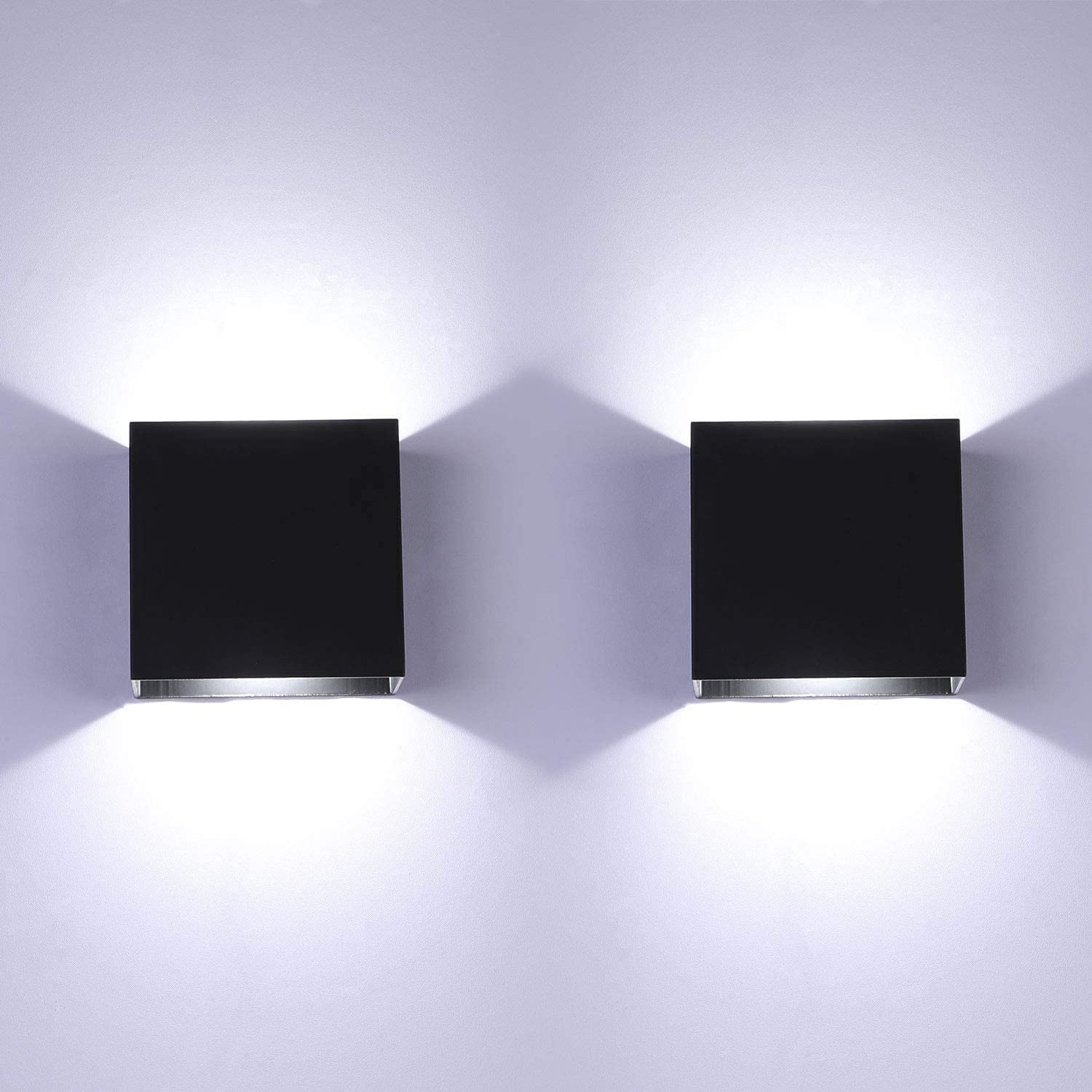 Lightess 2 Pack Led Wall Sconce Mini 10W Hardwired, Modern Wall Lamp Black Up Down Wall Mount Lights Mini Metal For Living Room
