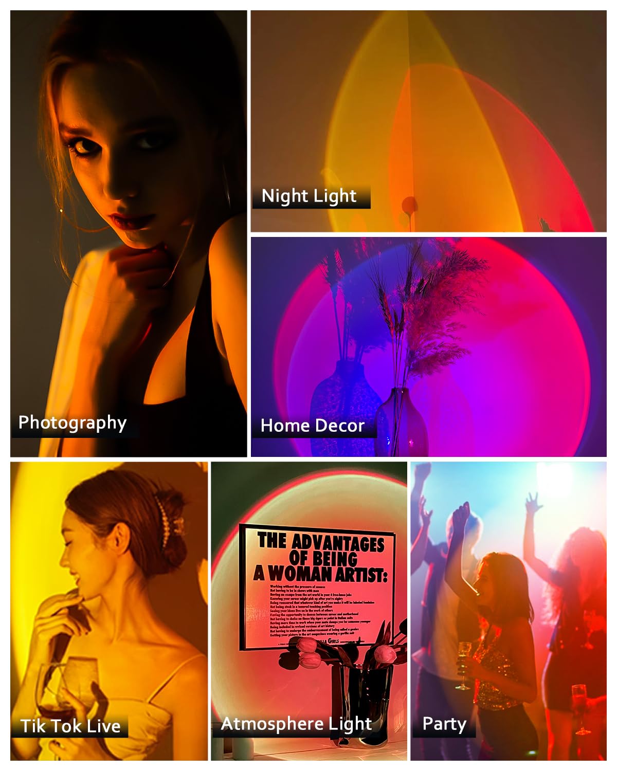 Sunset Lamp Projector Astronaut Night Light Led Aura Lamp,Ambient Lamp For Photography/Party/Bedroom/Living Room/Tiktok Live Decor,Selfie With Battery ,Holiday/Birthday Gifts For Women,Girl Present