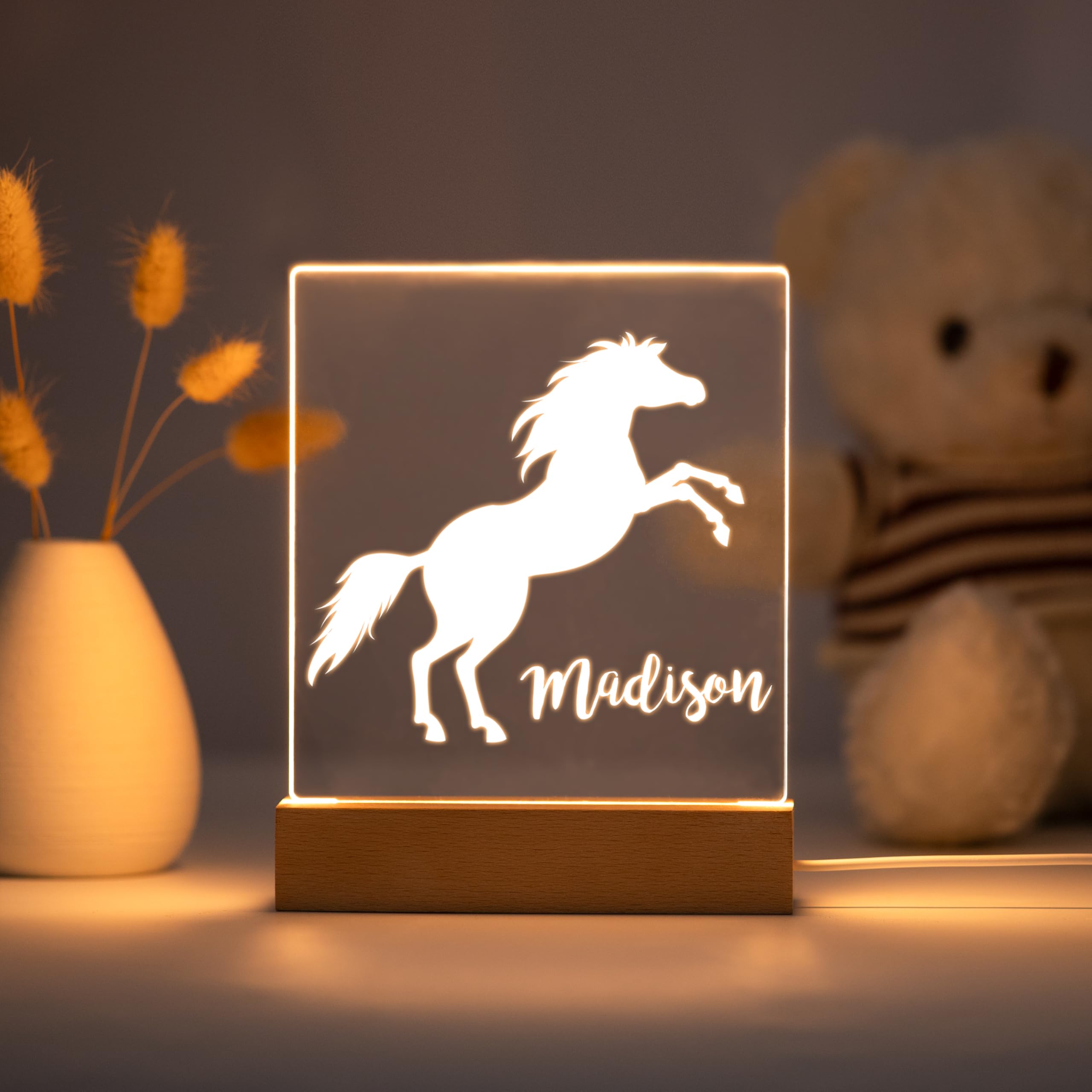 Personalized Night Light For Kids Girls Boys Customized Gifts For Baby Nursery Bedroom Decor Horse