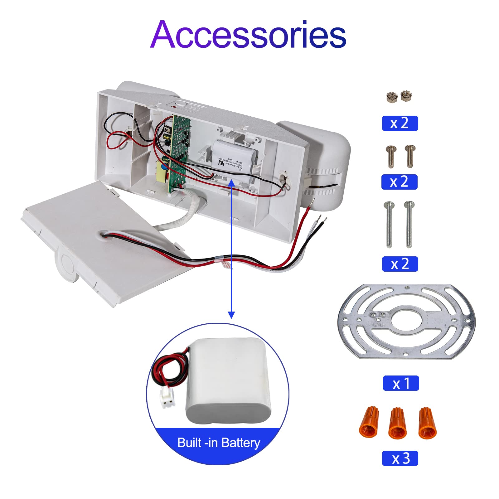 Gzruiyang Led Emergency Lights With Battery Backup  Commercial Emergency Light Fixtures For Business Home Power Failure Emergency Exit Sign Lighting With 1.0 Meter Plug  Adjustable Square Head