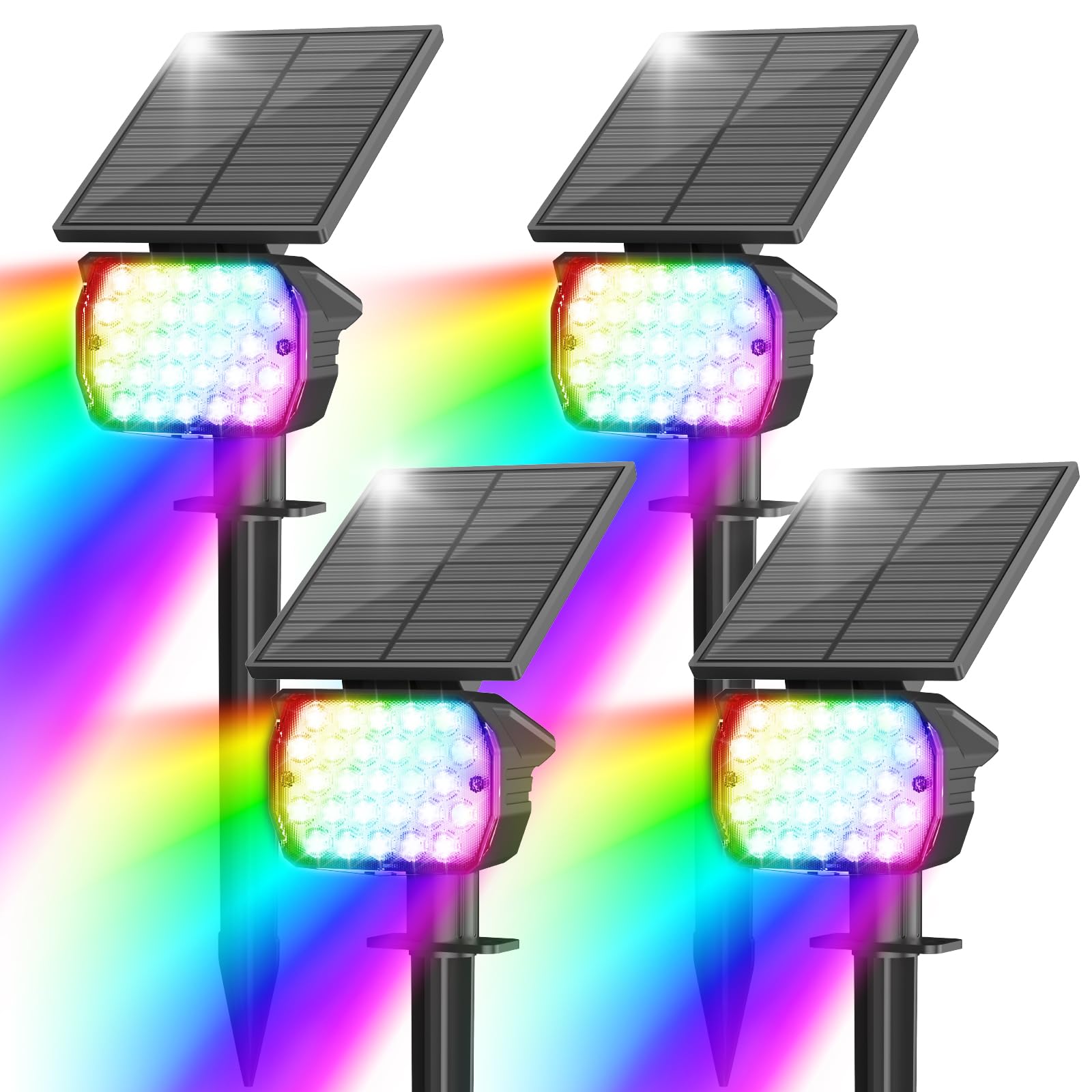 VOLISUN Solar Spot Lights, 27 LED, Waterproof IP67, 8 Pack, Multicolor, Model 21464