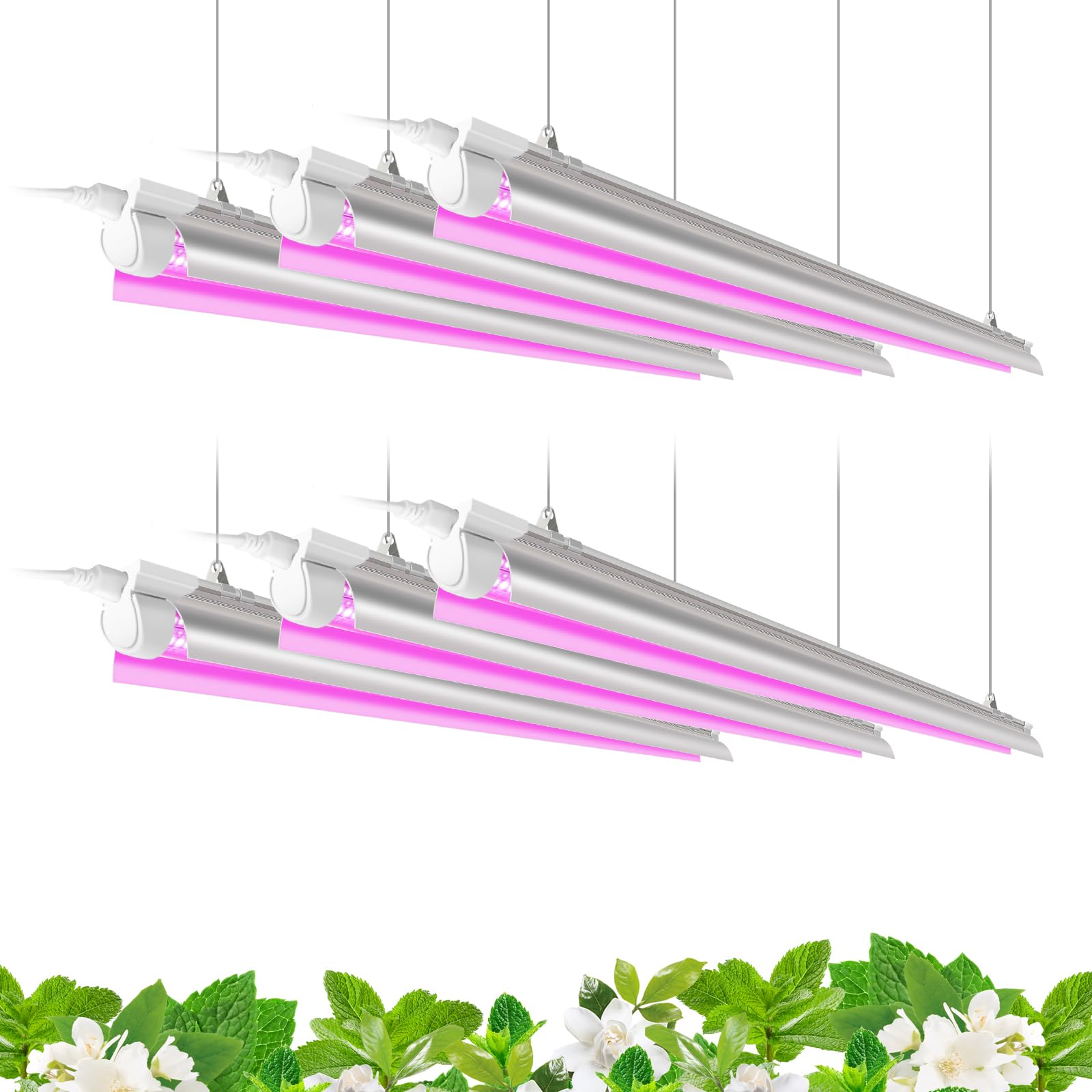 Barrina LED Grow Light, Full Spectrum V-Shape Reflector, 252W (6 x 42W), 4ft, Pink, 6-Pack, Model INWT80421265Ec