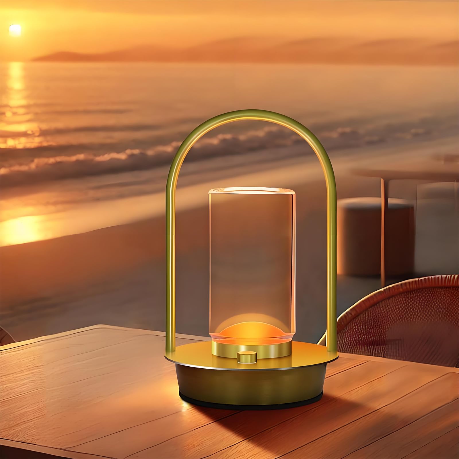 Aoteam Portable Metal Table Lamp For Outdoor Indoor 3 Colors Cordless Table Lamp Rechargeable Dimmable Battery Powered Small Des