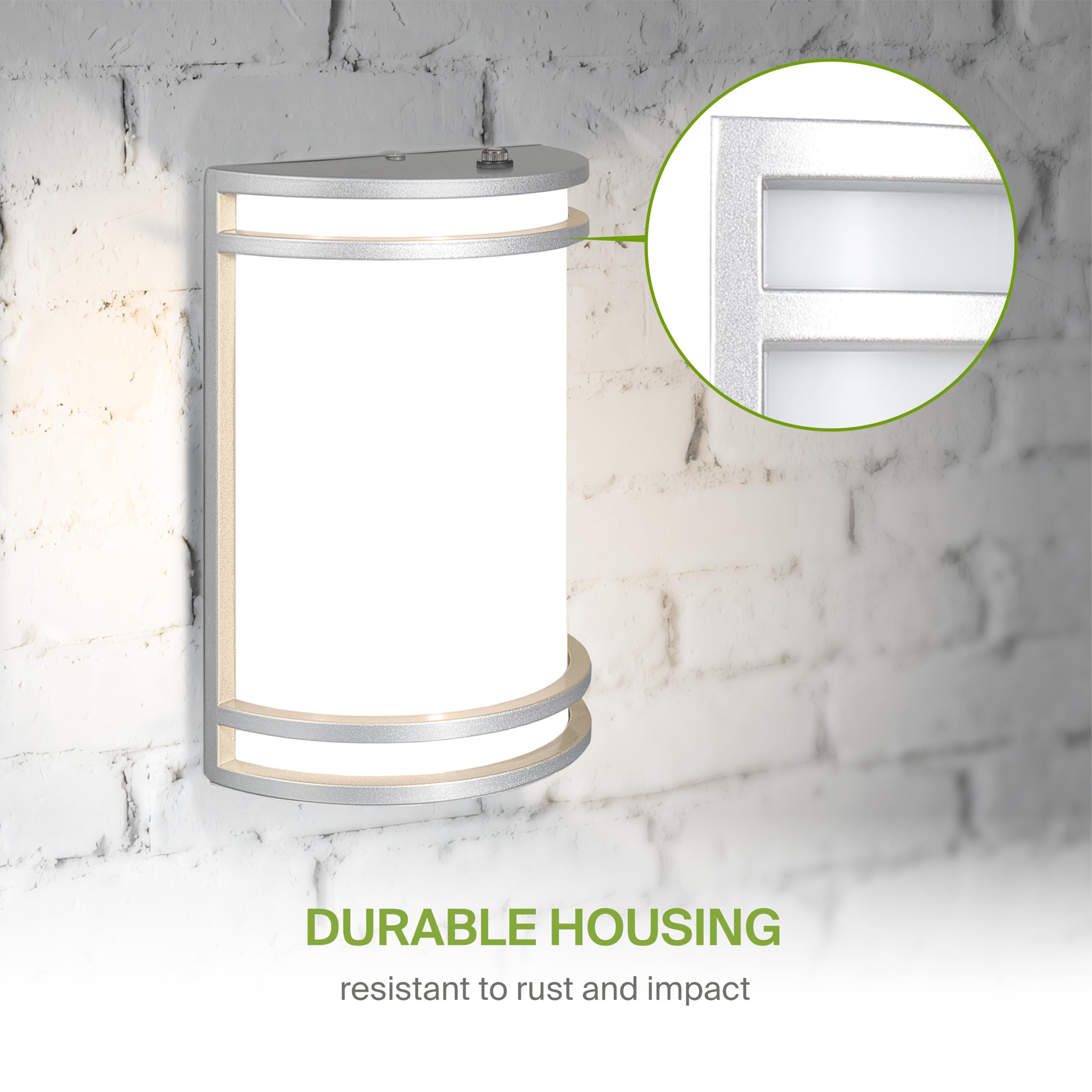 ASD 10 Inch LED Dusk to Dawn Outdoor Wall Mount Light Fixture - Brushed Nickel Modern Wall Sconce Lighting with Photocell - 120-