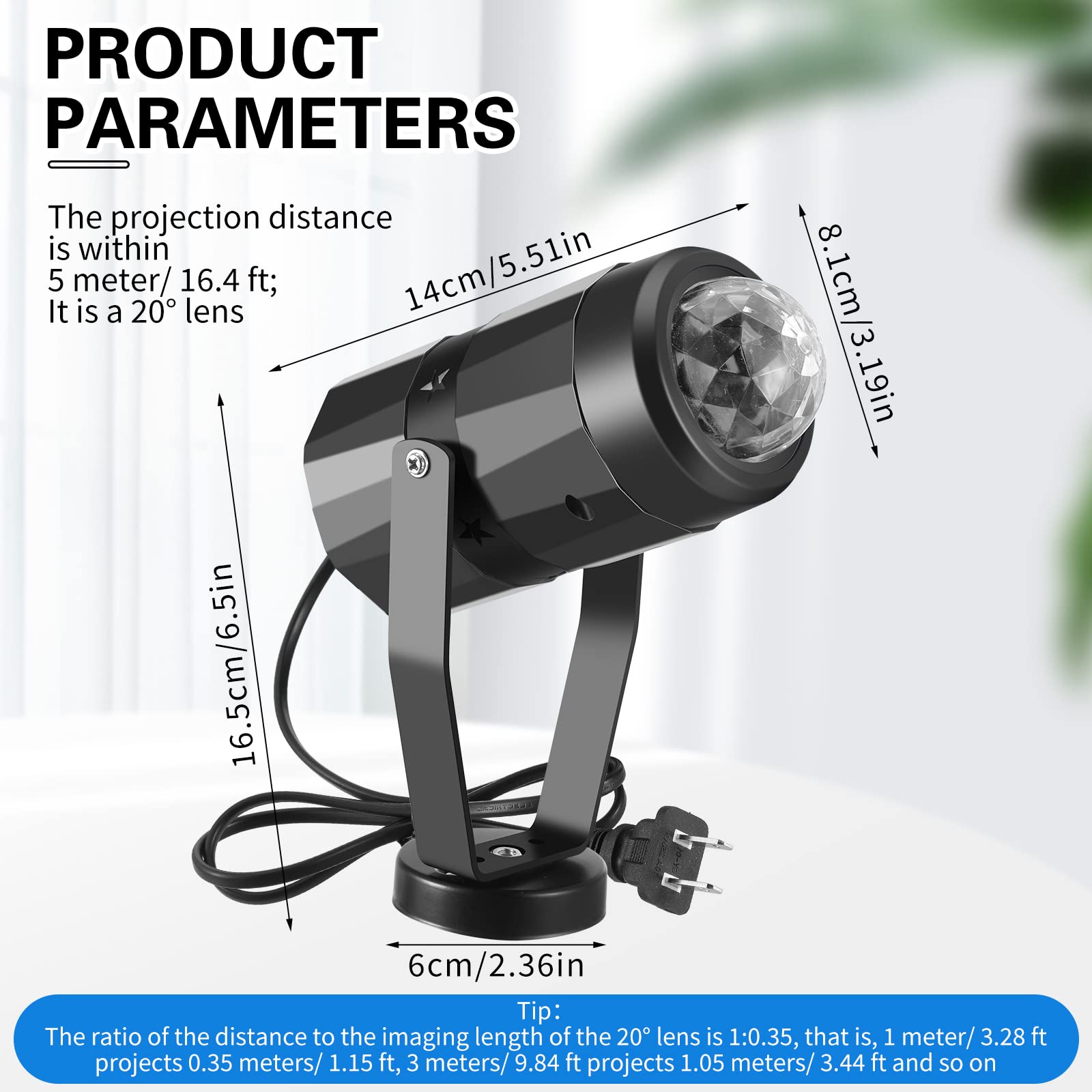Riakrum 6 Pcs LED Ocean Wave Projector Light, 360° Rotating, Blue Night Light for Bedroom & Party Decoration