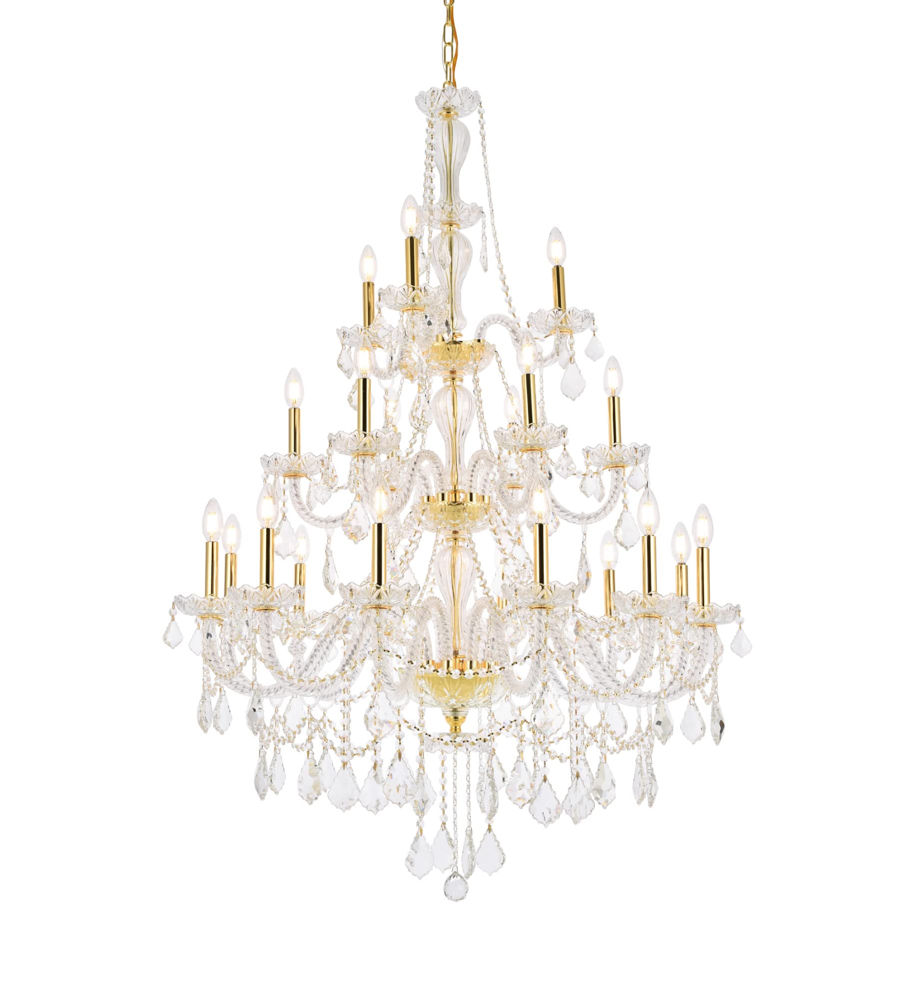 Elegant Lighting Giselle 21-Light Royal Cut Crystal Chandelier - Gold Finish, Clear
