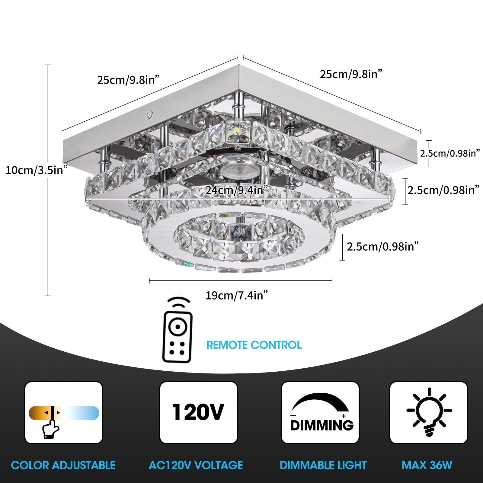 Dsliting Crystal Flush Mount Ceiling Light Led Modern Chandelier Crystal Ceiling Light Fixture 2 Layers Crystal Ceiling Chandeli