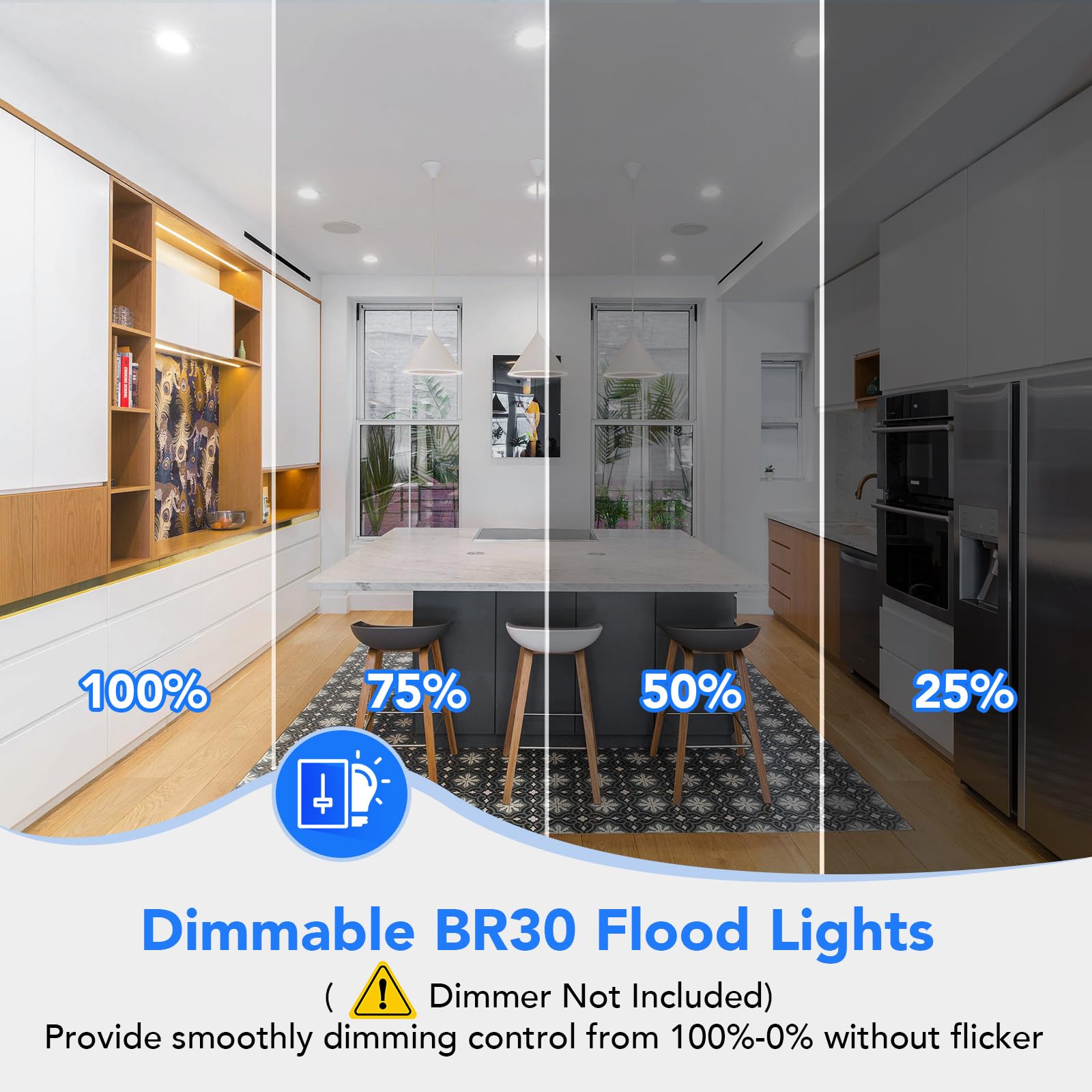 Maylaywood Br30 Led Light Bulbs Indoor Flood Light, 90W Equivalent, Dimmable, Daylight White 5000K, 950Lm, E26 Base, 9W Led Rece