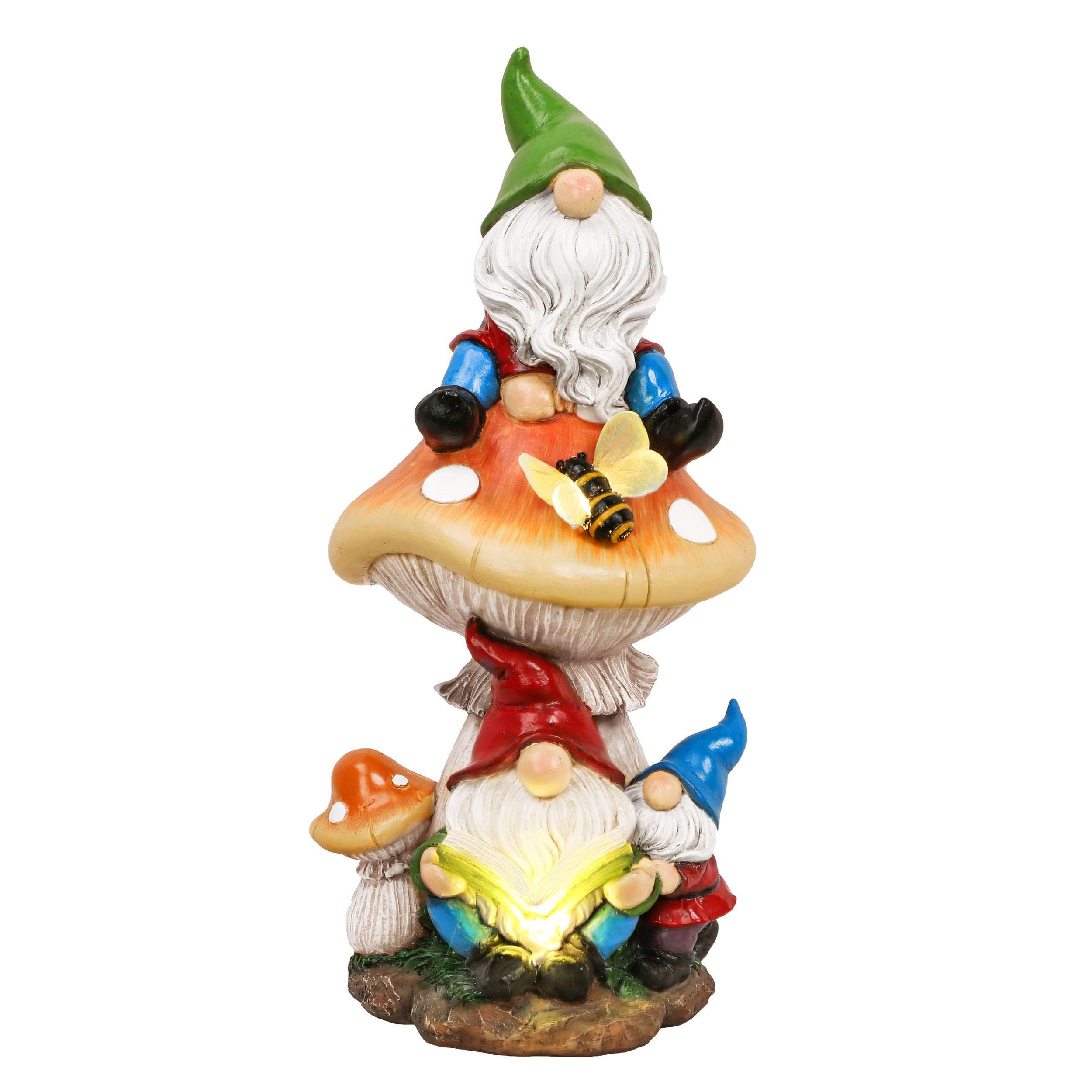 Teresa'S Collections Garden Gnome Statue With Solar Light - 12.6&quot; Resin Outdoor Décor