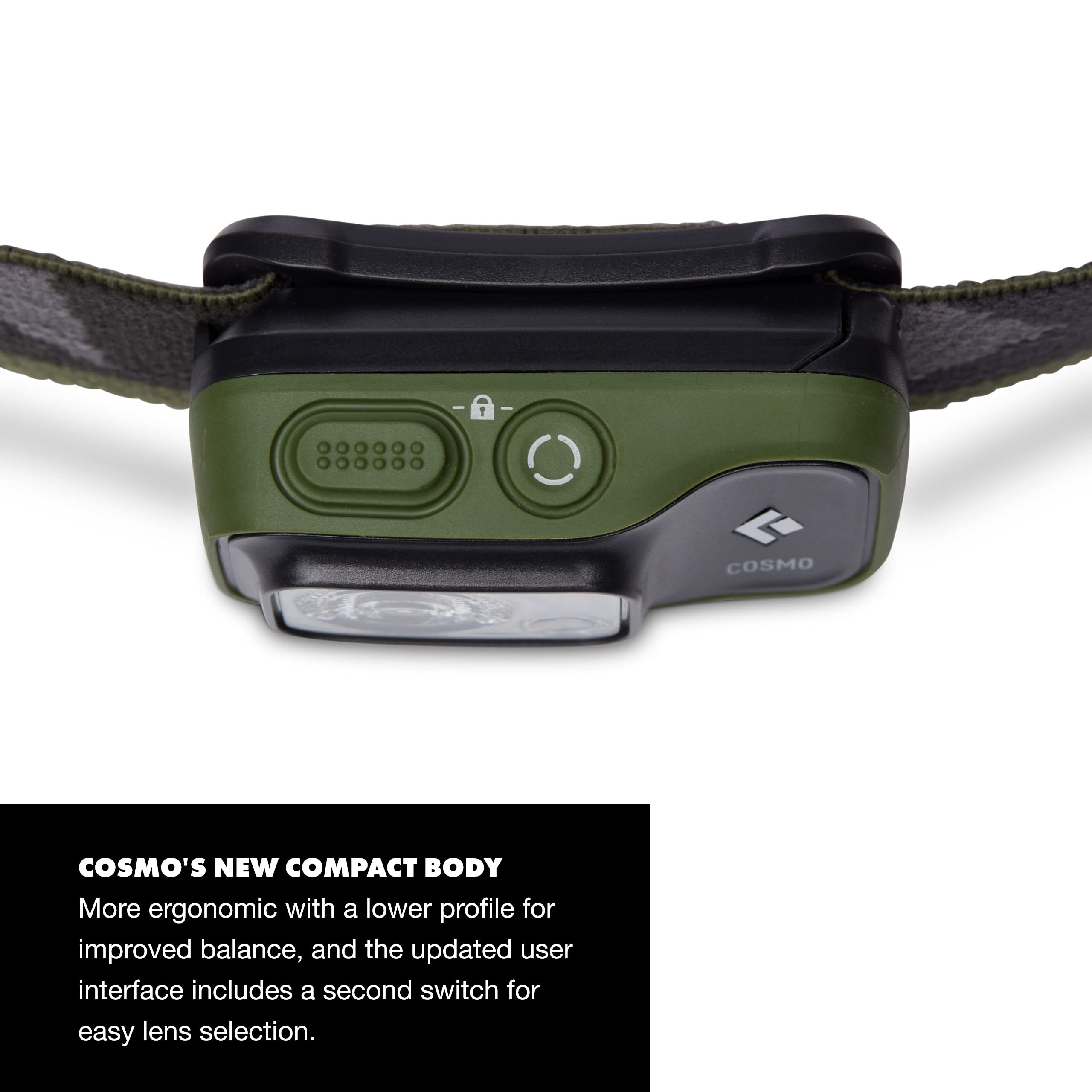 Black Diamond Cosmo 350 Led Headlamp (Dark Olive) - Waterproof And Dimmable Battery Powered Headlamp For Camping, Hiking, Runnin