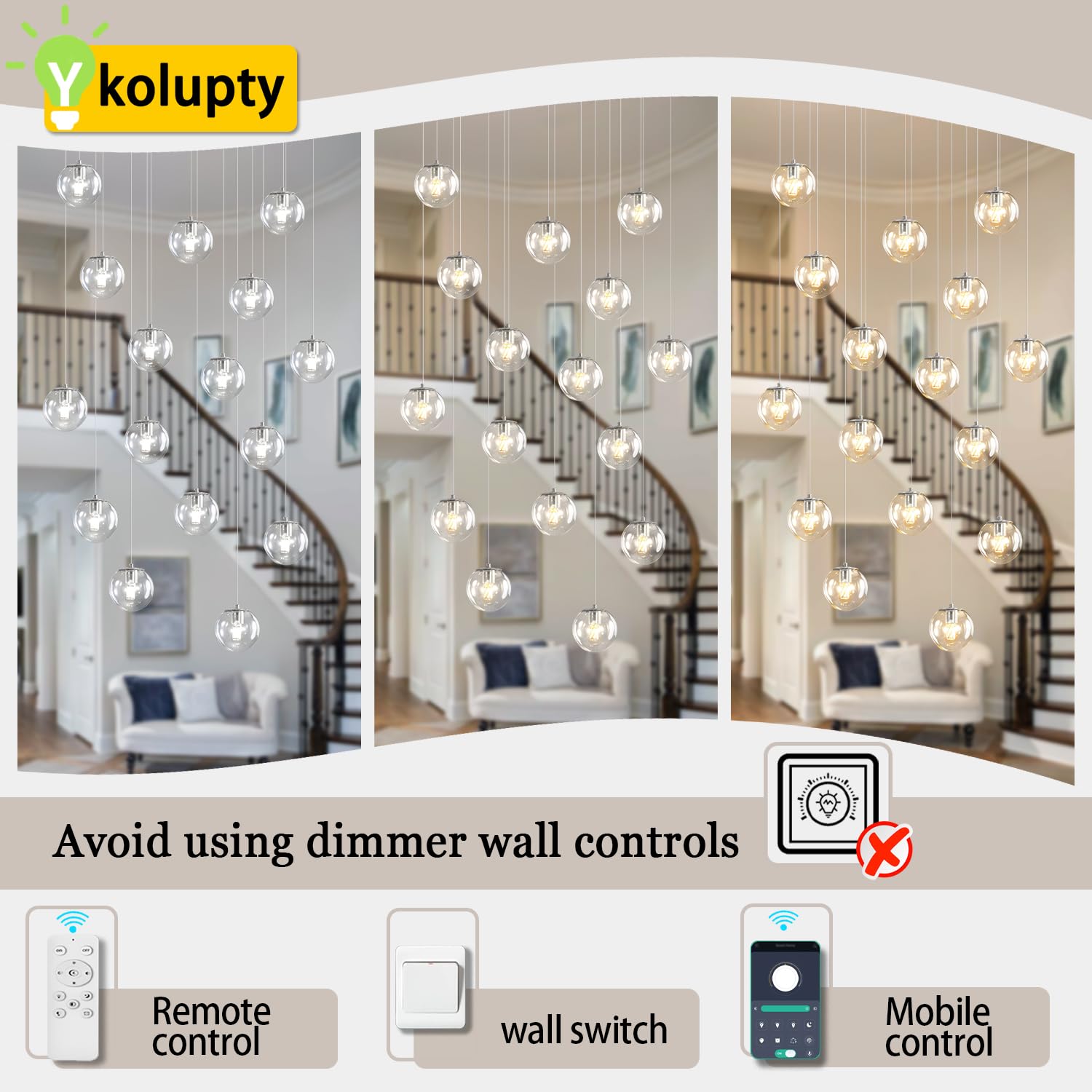 Glass Chandelier Led Modern Silver Pendant Light Globe Glass Ceiling Light 16-Lights Glass Ball Chandeliers For Staircase Living