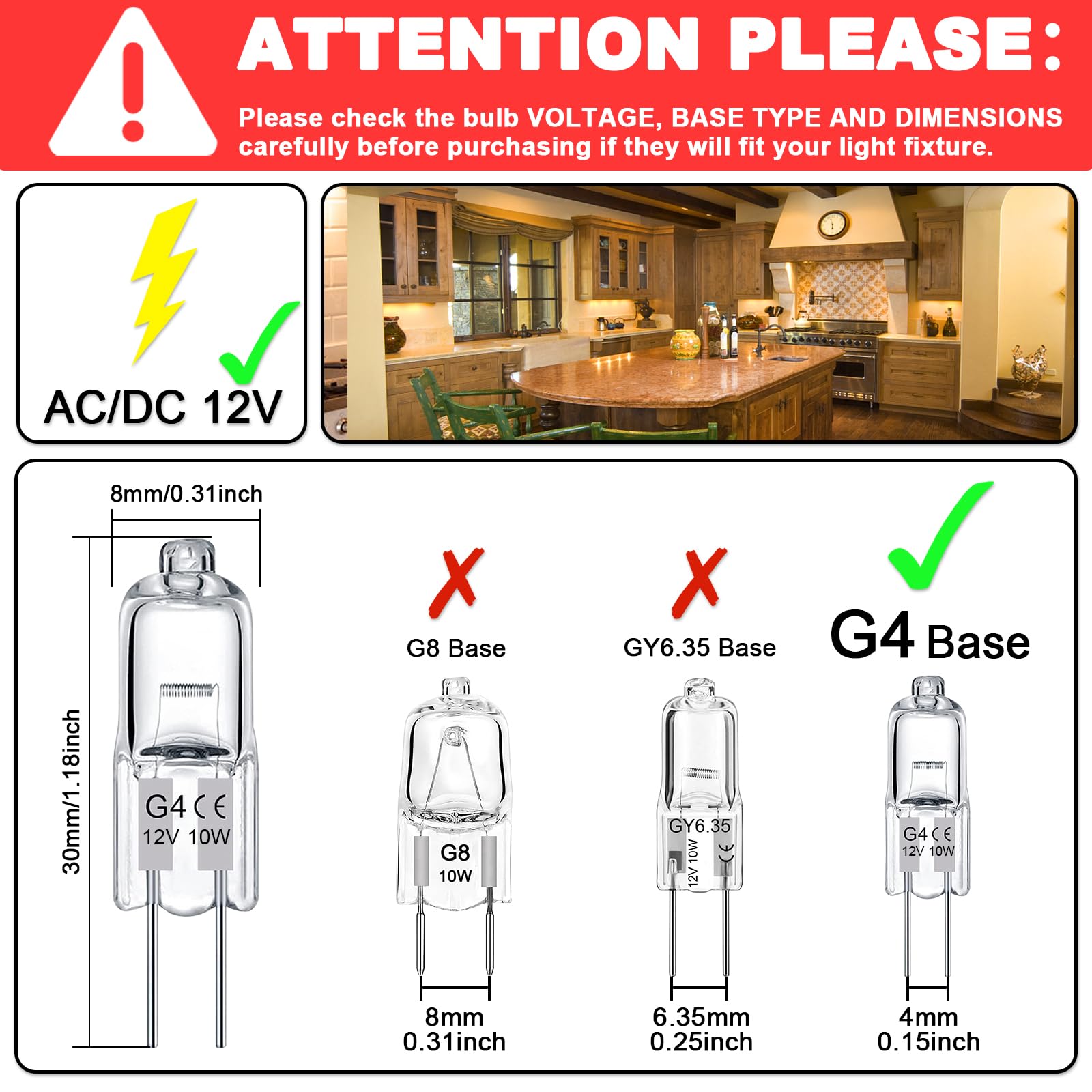Taiyaloo G4 Bulb, 12 Pack Halogen Light Bulb 2 Pin 12V 10W, T3 Jc Type G4 Light Bulbs Replacement For Under Cabinet Puck Light,