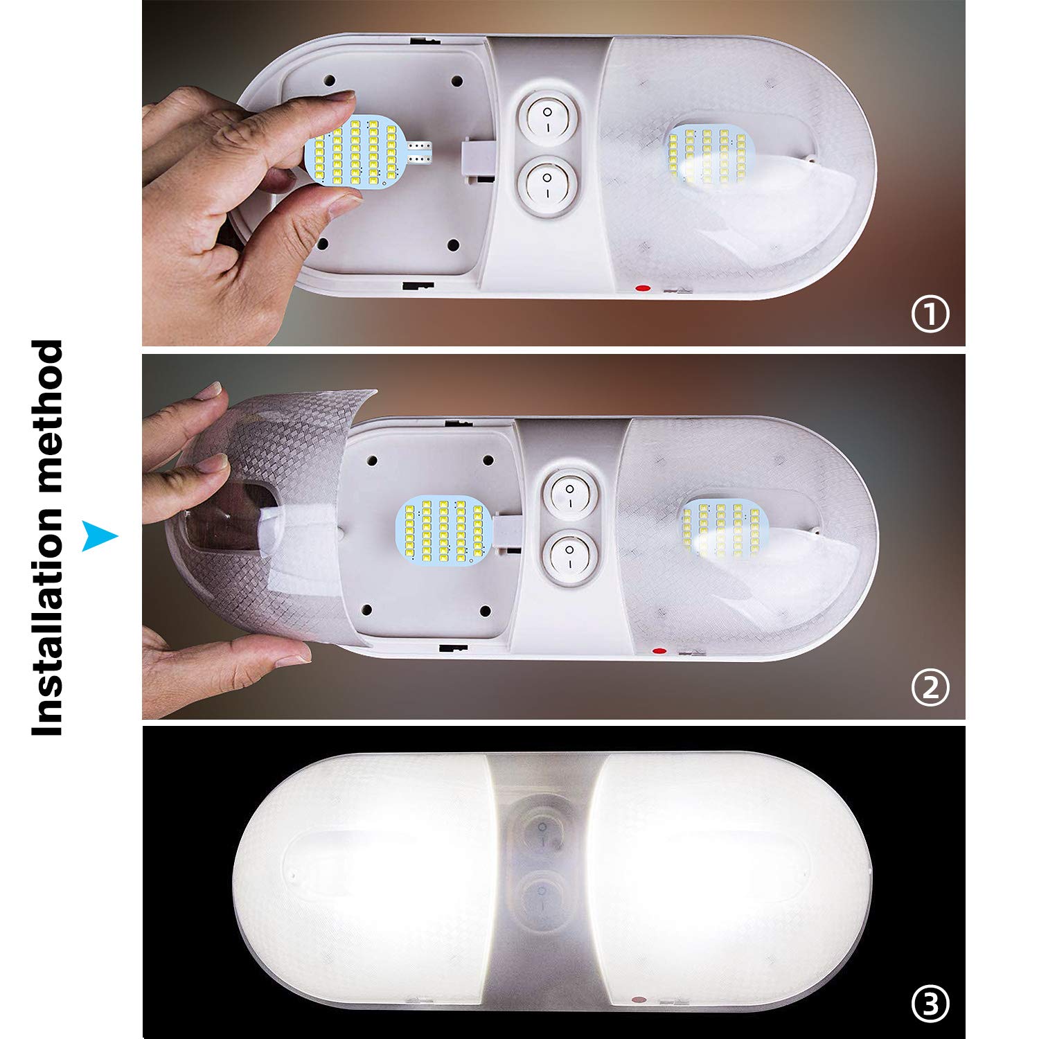 ACOHUIKE T10 LED Bulbs, Super Bright, Pack of 20, 12V for RV Ceiling Dome Light, White