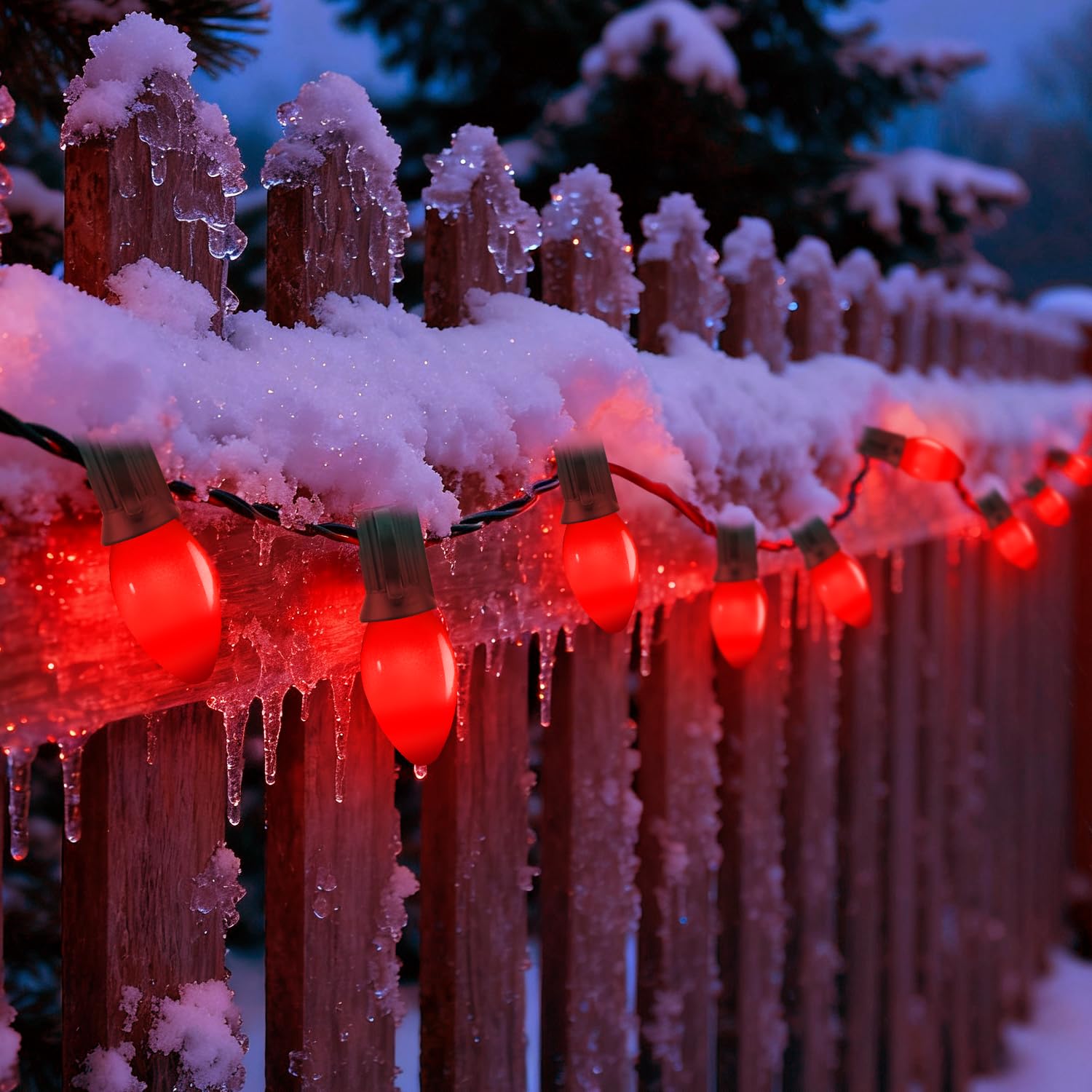 Sotopoo 25 Pack Red Led Light Bulbs C7 Replacement Bulbs - Led Glass Opaque Red Bulbs For Christmas Tree Garland Decor  Christmas Lights Replacement Bulbs For Home Yard Porch Stair  E12 Base  0.6W