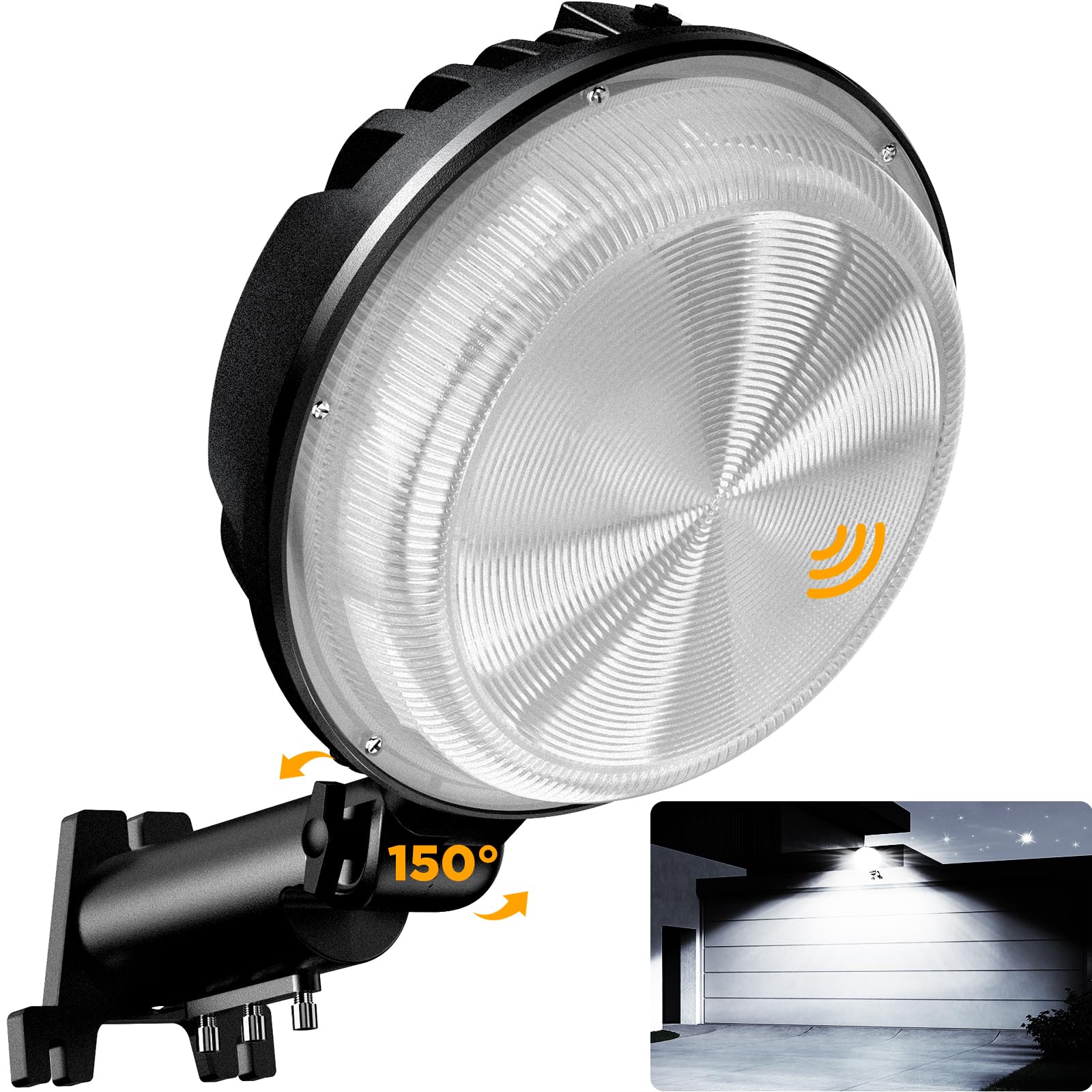Moontip 150W 20000Lm Led Barn Light, Dusk To Dawn Outdoor Light With 150° Adjustable Photocell, Pole Light 6500K Daylight Flood Lights, Ip66 Waterproof Area Street Light For Farm Garage Warehouse Yard