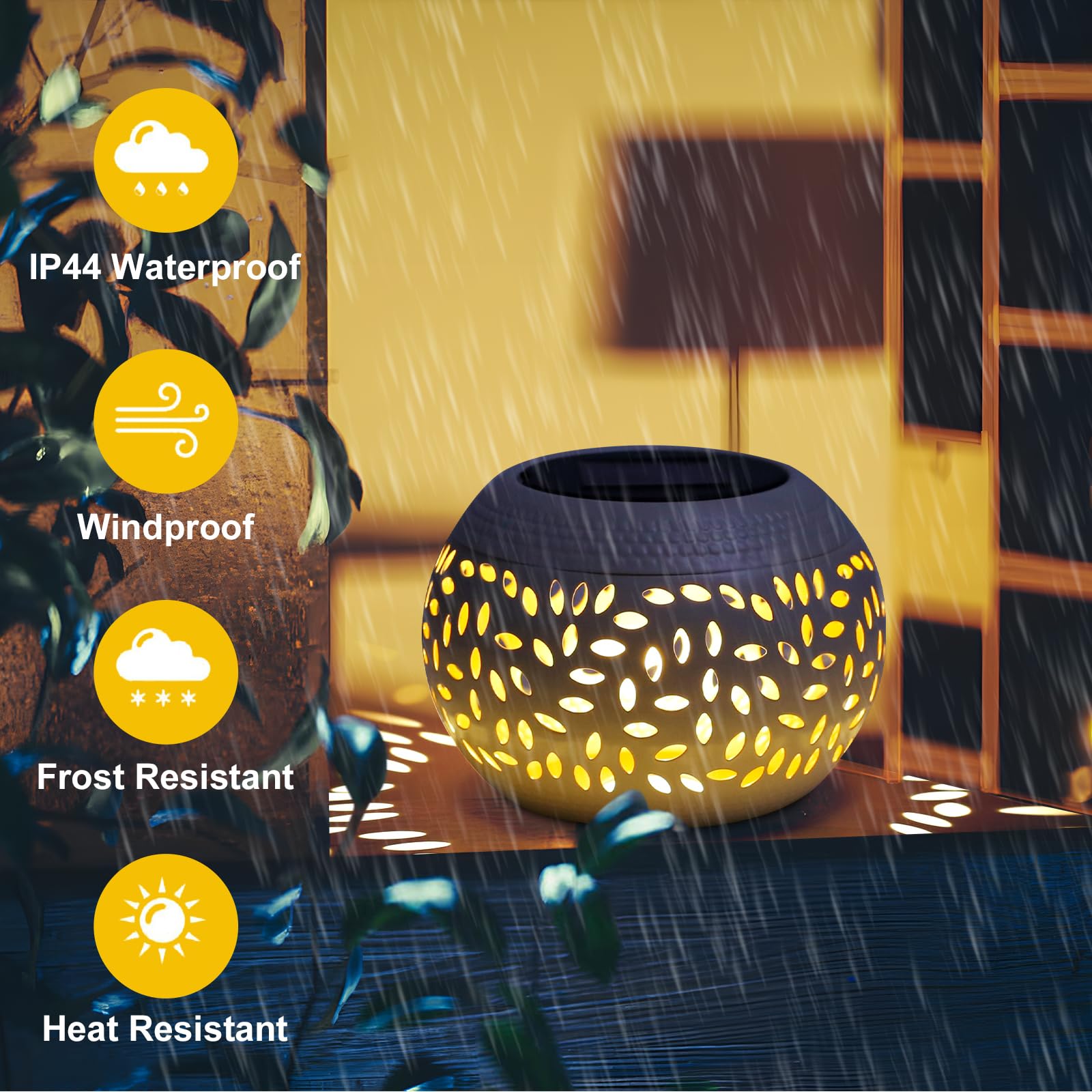 Solar Lanterns Waterproof Outdoor Decor,2 Pack White Hollow Out Metal Solar Lights - Unique Gifts For Women Mom Wife - Outside G