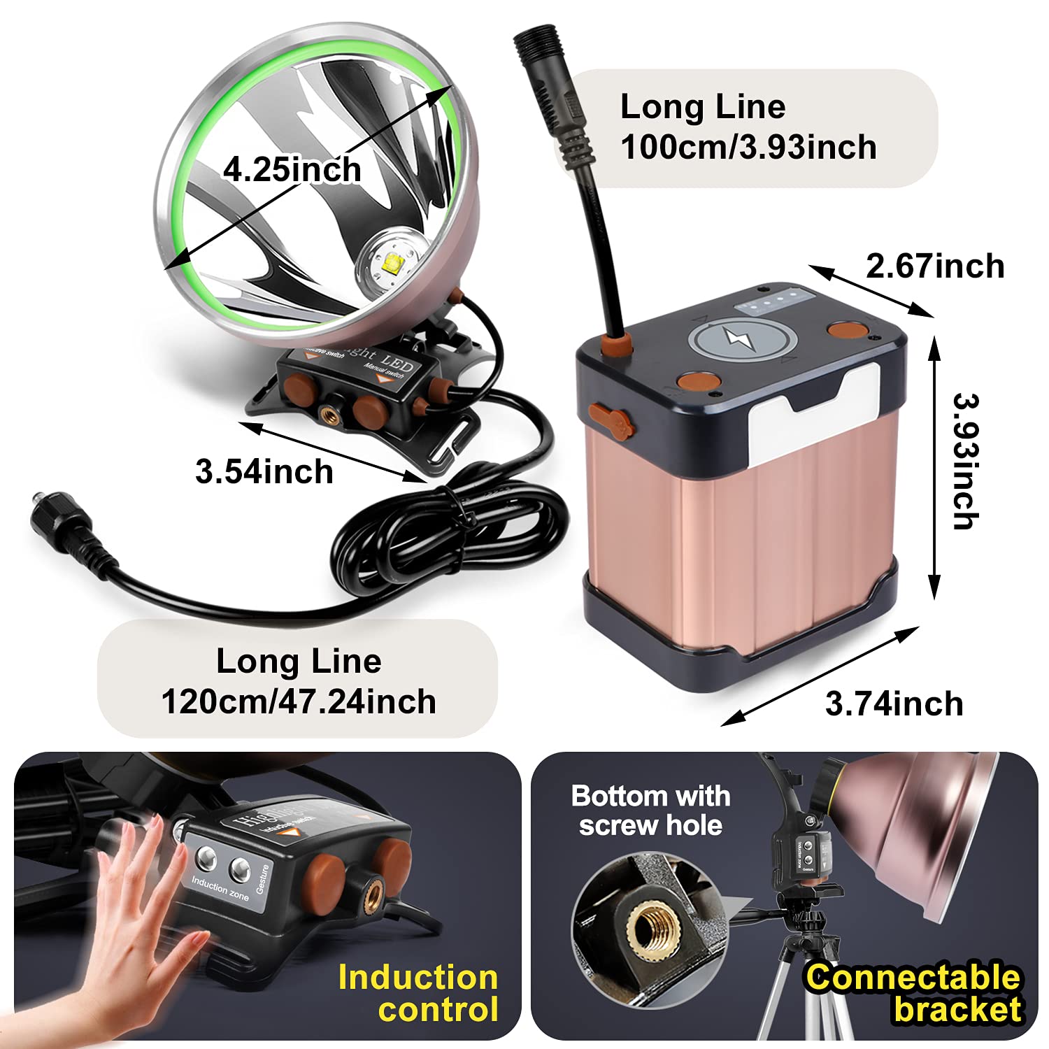 Pinsai Coon Hunting Lights High Power Led Headlamp Super Bright High Lumens 22000Mah Rechargeable Headlight Waterproof Head Spot