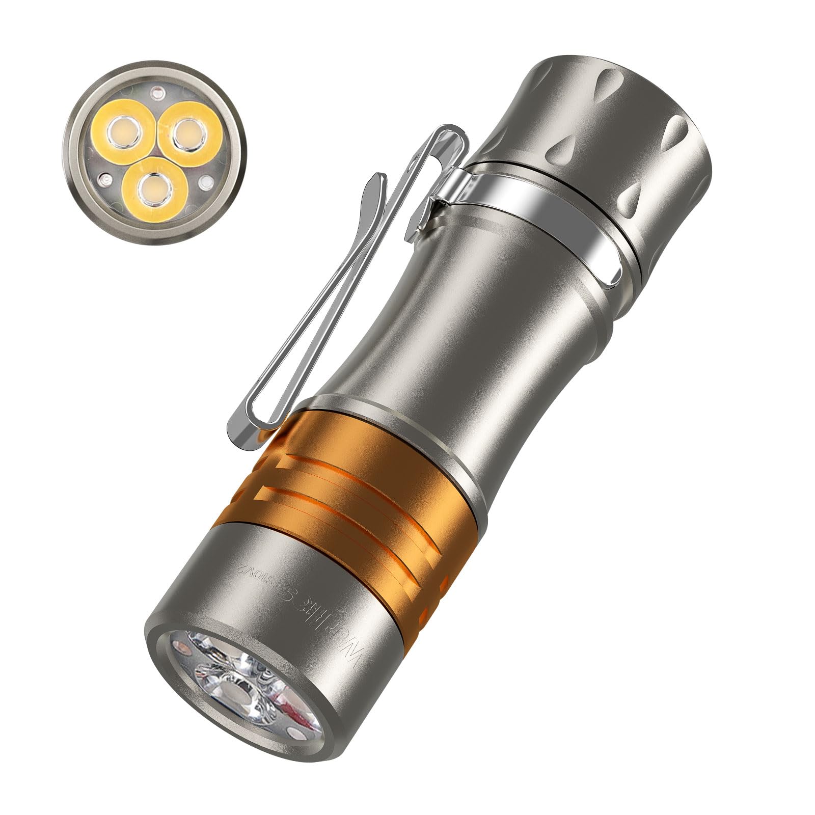 Wurkkos TS10 V2 Pocket EDC Flashlight Rechargeable - Small Powerful Flashlight High Lumen Titanium Alloy + Copper Material 3Pcs 