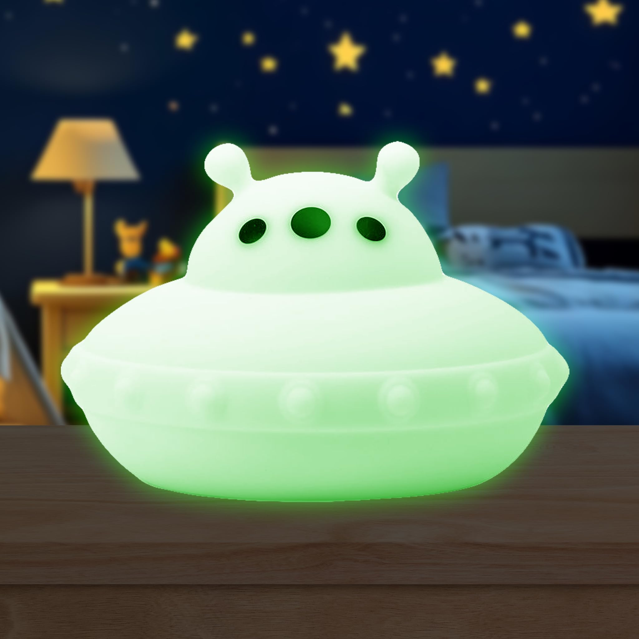Lumipets Animal Kids Night Light - Silicone Nursery Lamp For Toddlers, Kawaii Design, Junior Ufo Style
