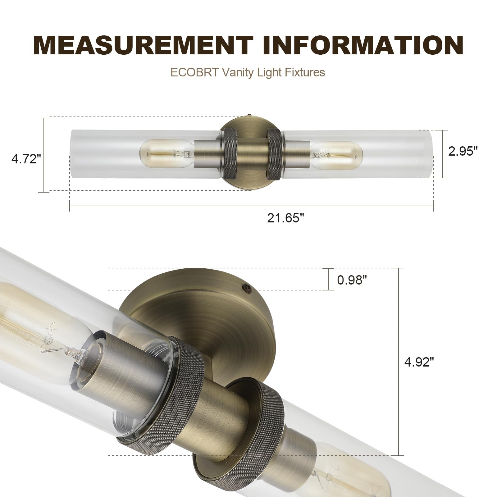 Ecobrt 2 Light Bathroom Vanity Light Brushed Bronze, E26 Bathroom Light Fixtures Side Mirror,Hallway Vanity Lights Fixtures, Mod