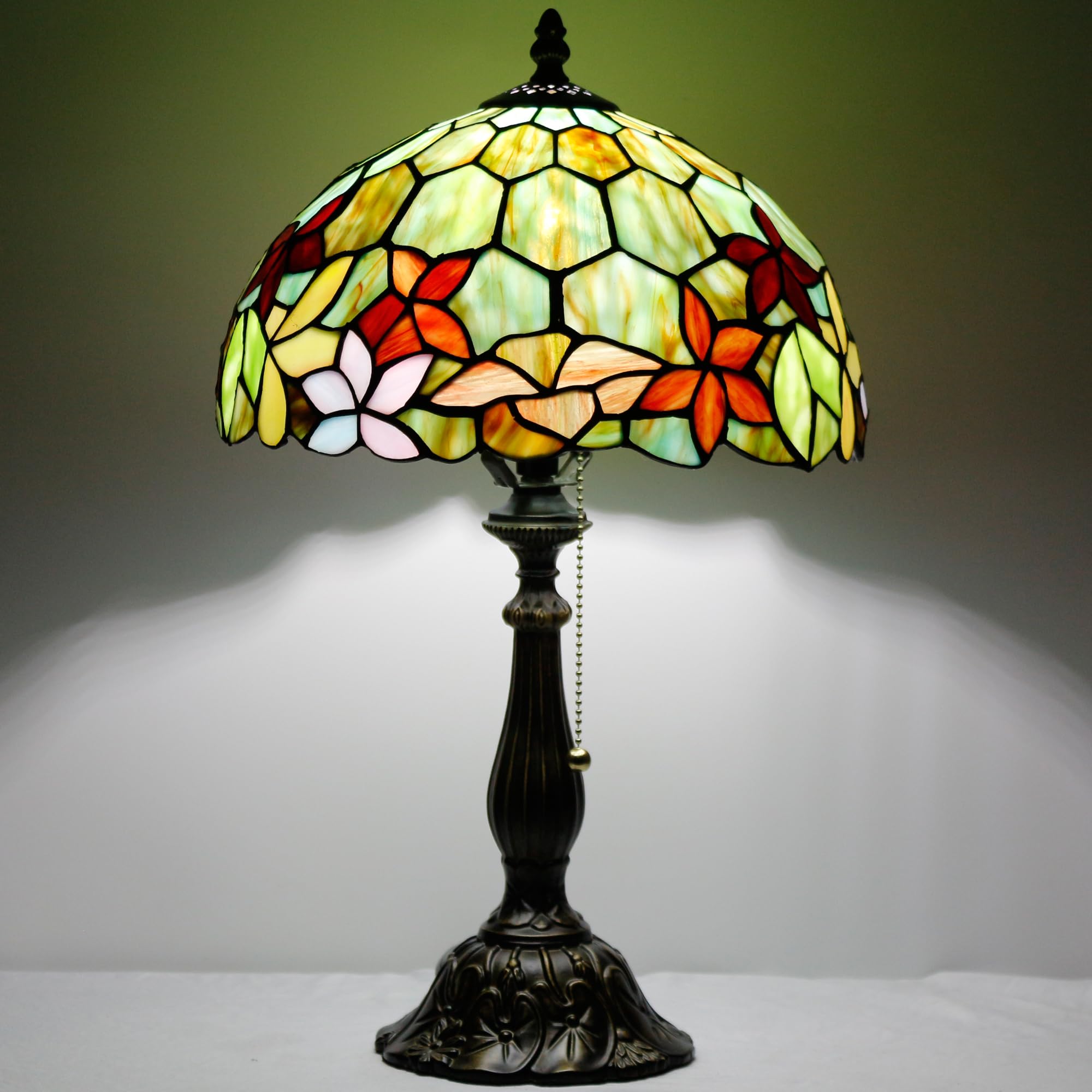 Zjart Tiffany Table Lamp Stained Glass Lamp 12X12X19 Inch Antique Reading Light (Blue Jewelry Baroque)