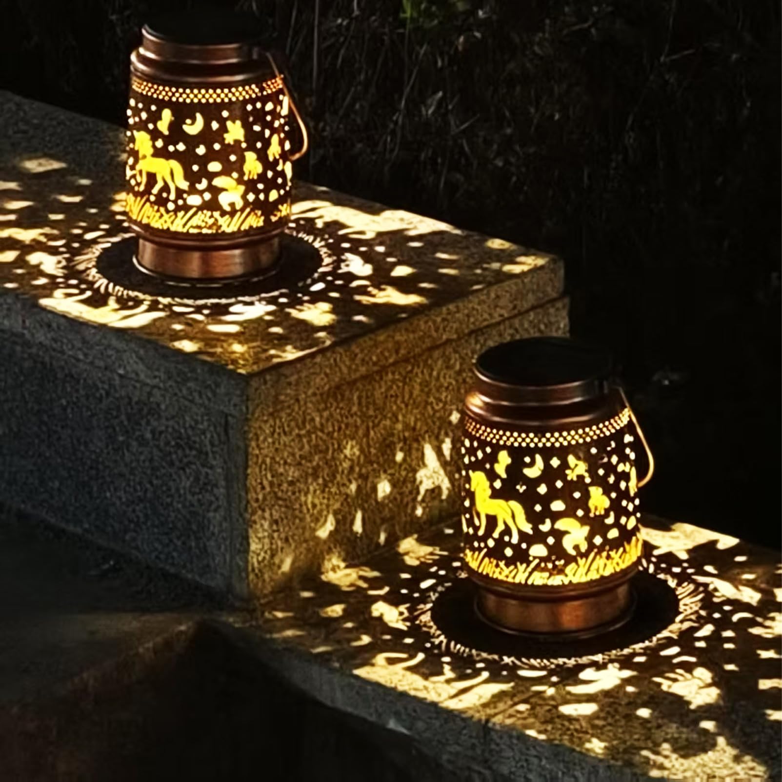 Xugenxes Unicorn Solar Light - Waterproof Metal Lantern for Outdoor Garden, Lawn, Path, Courtyard - LED Decoration (Model 1)