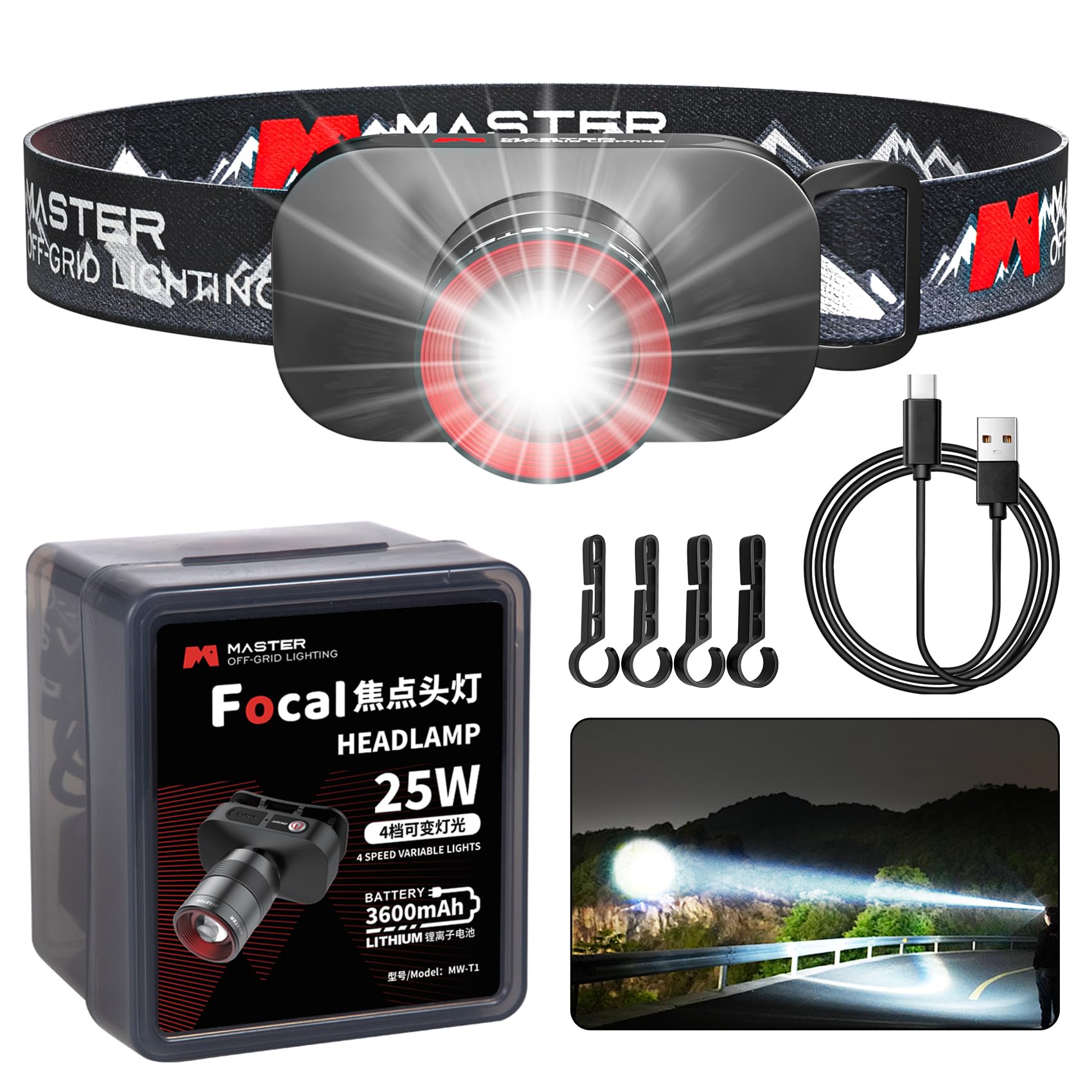 Upgraded Rechargeable Headlamp, 1000Lm Super Bright, 3690Ft Lighting Range, Zoomable Led Headlight,90 Angle Head Lights For Fore