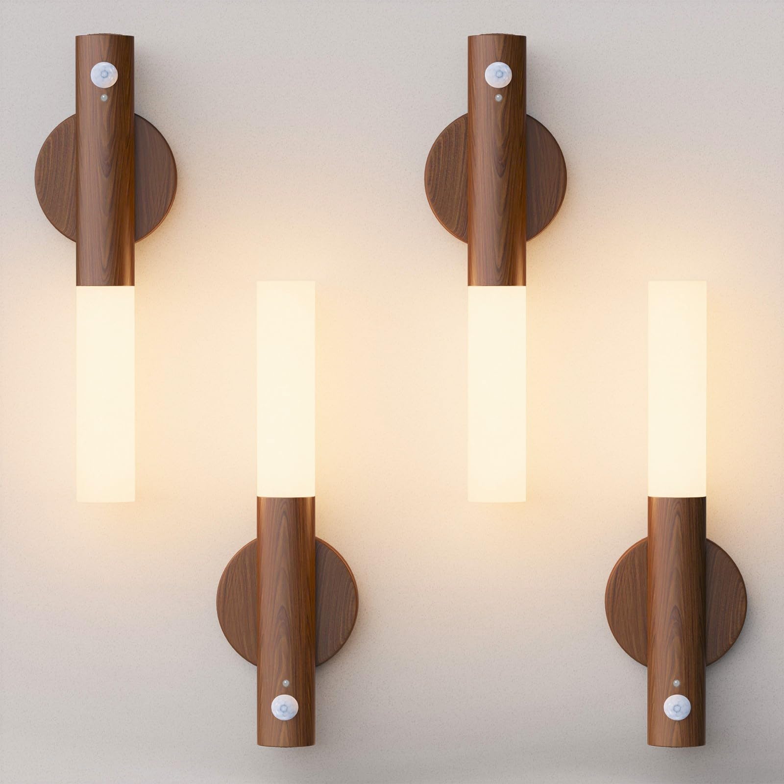 WhitePoplar Rechargeable Motion Sensor Night Lights, Warm White, 2200mAh Battery, 4 Pack, Model HJX-TC230525C