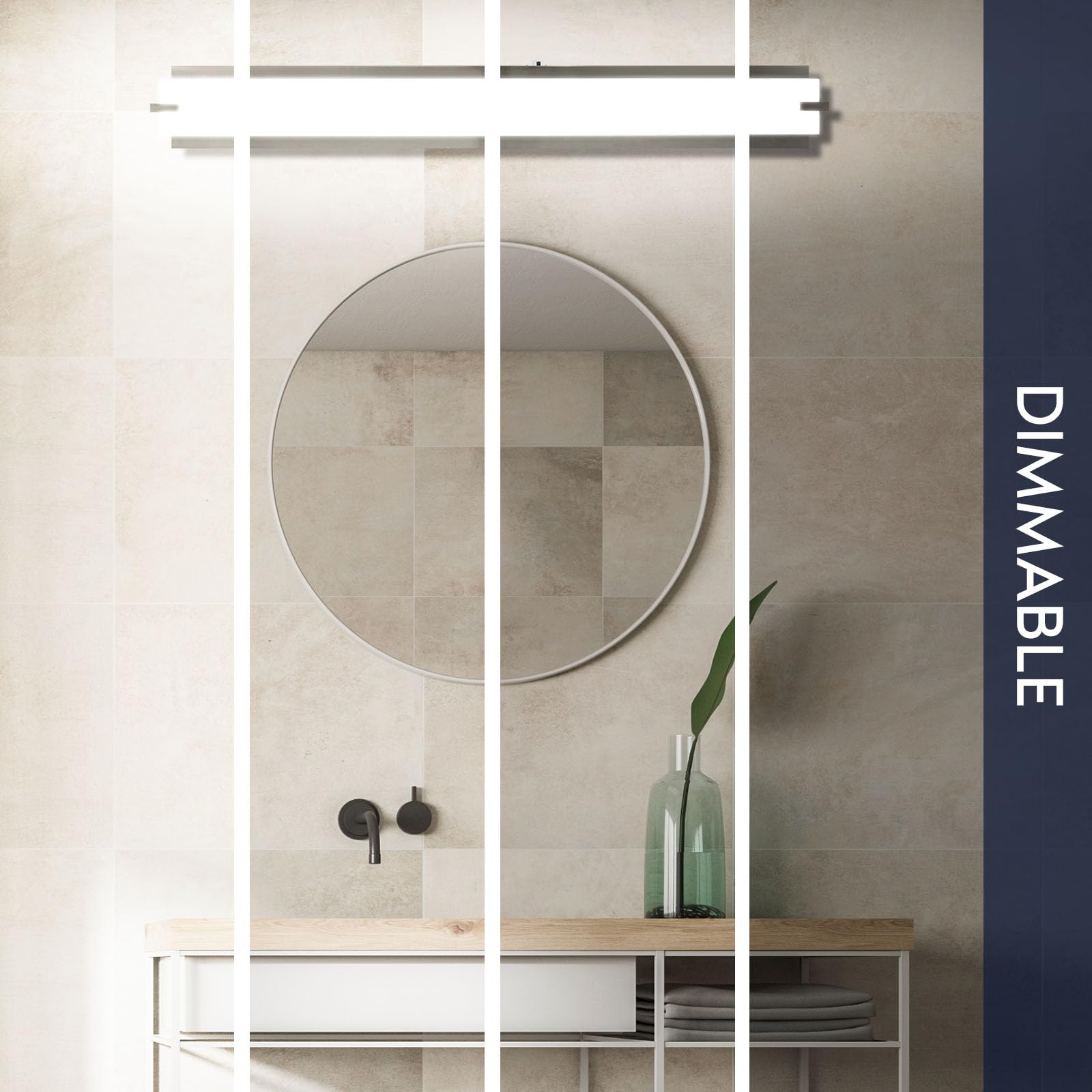 LUXRITE 36 Inch LED Vanity Lights Brushed Nickel Bathroom Light Fixtures 3CCT Selectable 3000K 4000K 5000K Modern Vanity Light B