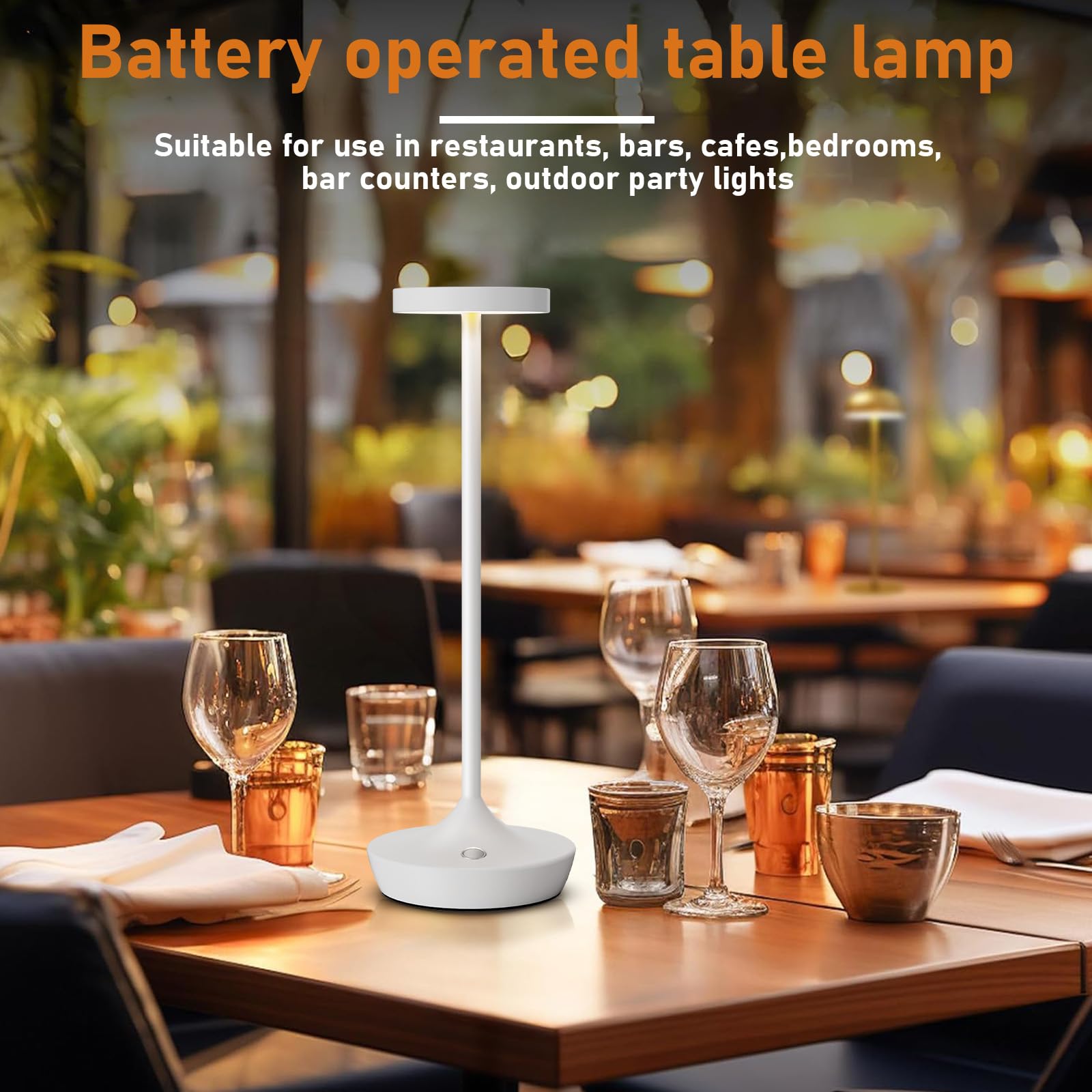 Tpczqj 2 Pack LED Cordless Rechargeable Table Lamp Waterproof IP54 Touch Light Metal White