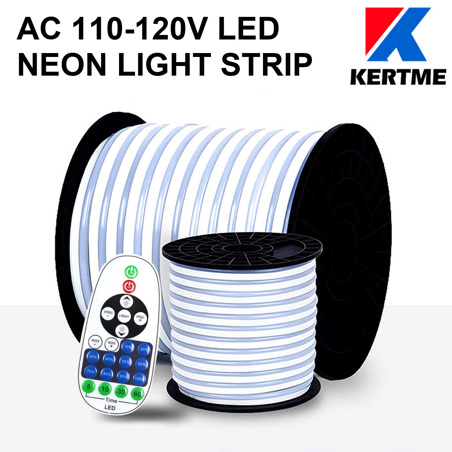 KERTME Neon LED Light Strip, Waterproof & Dimmable, 98.4ft, Green
