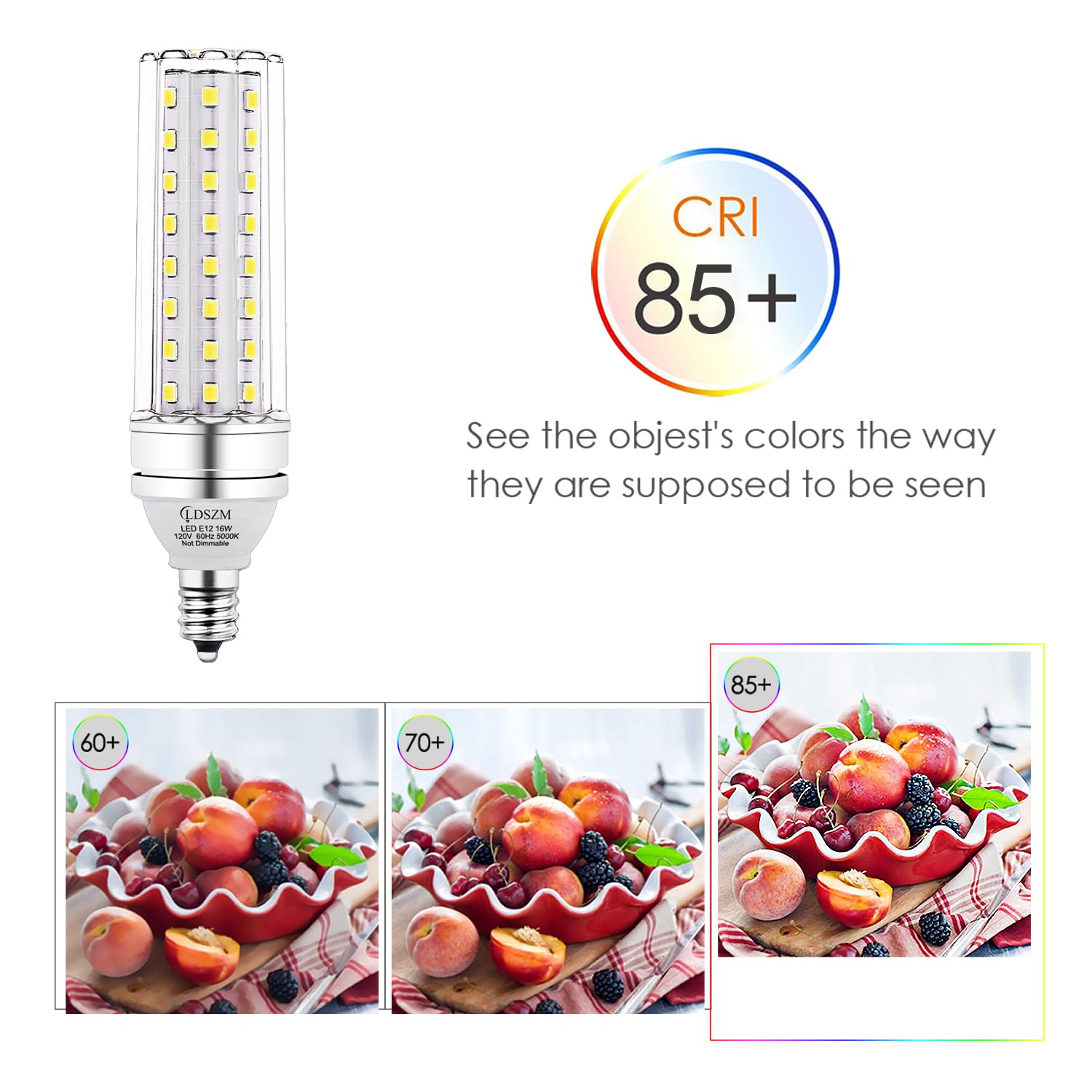 LDSZM E12 LED Bulbs 16W Candelabra 120W Equivalent 1400lm Non-Dimmable 4 Count Daylight White 5000K Model LYE-E12