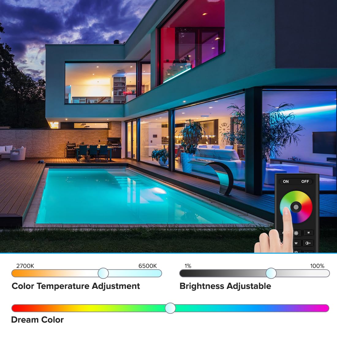 Btf-Lighting 5050Smd Fcob Cob Rgbcct Rf 2.4Ghz Wireless Remote Rc03Rfb &4Pcs C05Rf Tuya Controller Kit 4 Zones Group Control Pwm