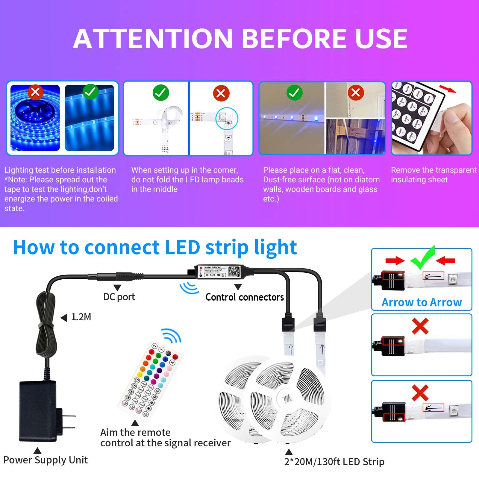 IKERY RGB LED Strip Lights 100FT - APP & Remote Control, Music Sync, 16 Million Colors, 5050 RGB, Indoor Smart Lighting