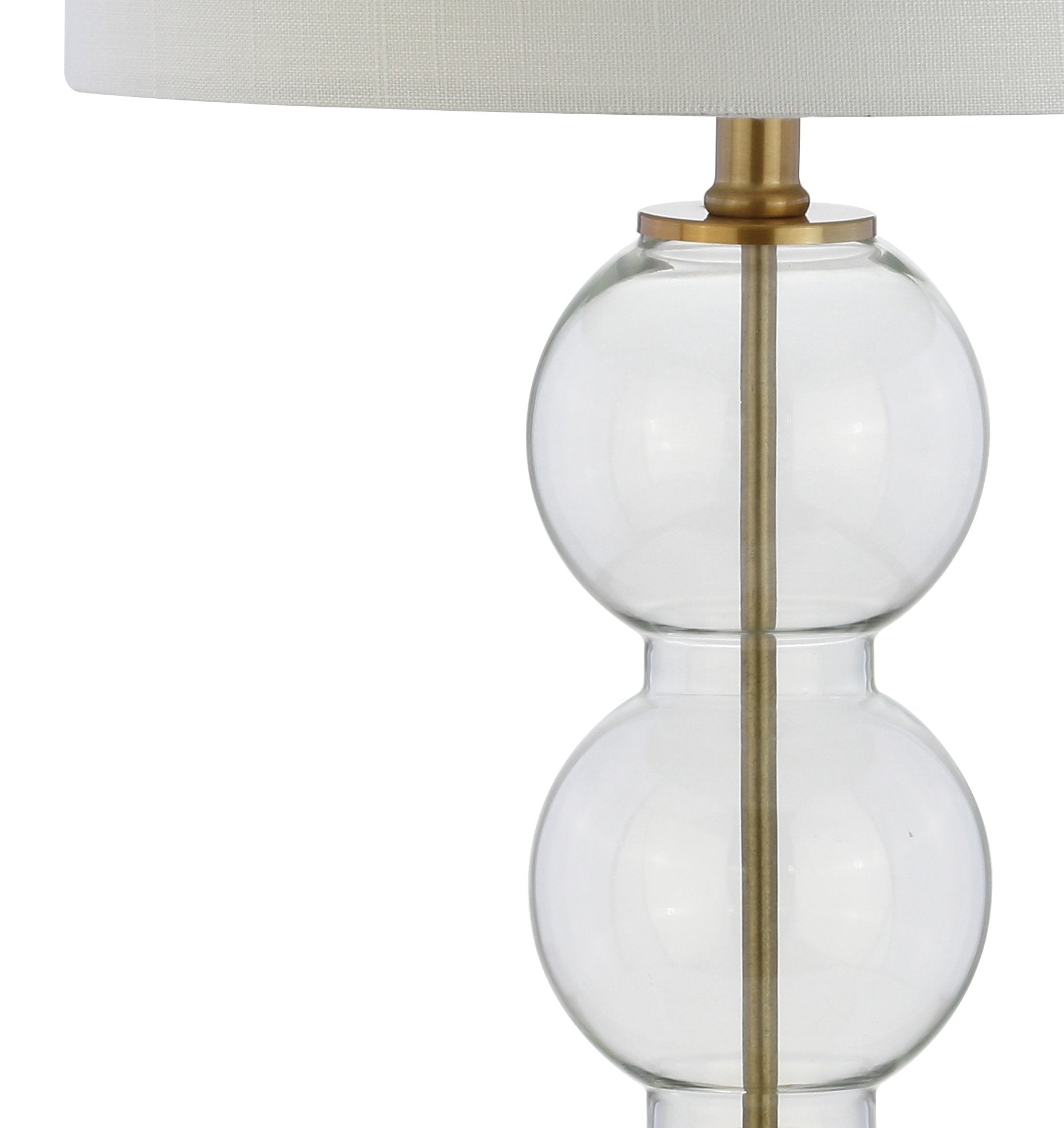 JONATHAN Y Set of 2 Table Lamps, 27" Glass Triple-Sphere LED, Clear/Brass, Model JYL1070A-SET2, Contemporary Design for Bedroom/