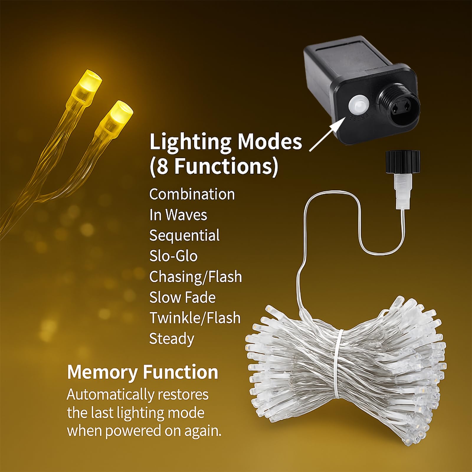 Etinga 100 Led String Lights 33Ft Warm White  Plug In Fairy Lights With 8 Lighting Modes  Indoor Outdoor Christmas Lights For Bedroom Tree Yard Patio Wedding Holiday Decor (Warm White  100 Led 33Ft)