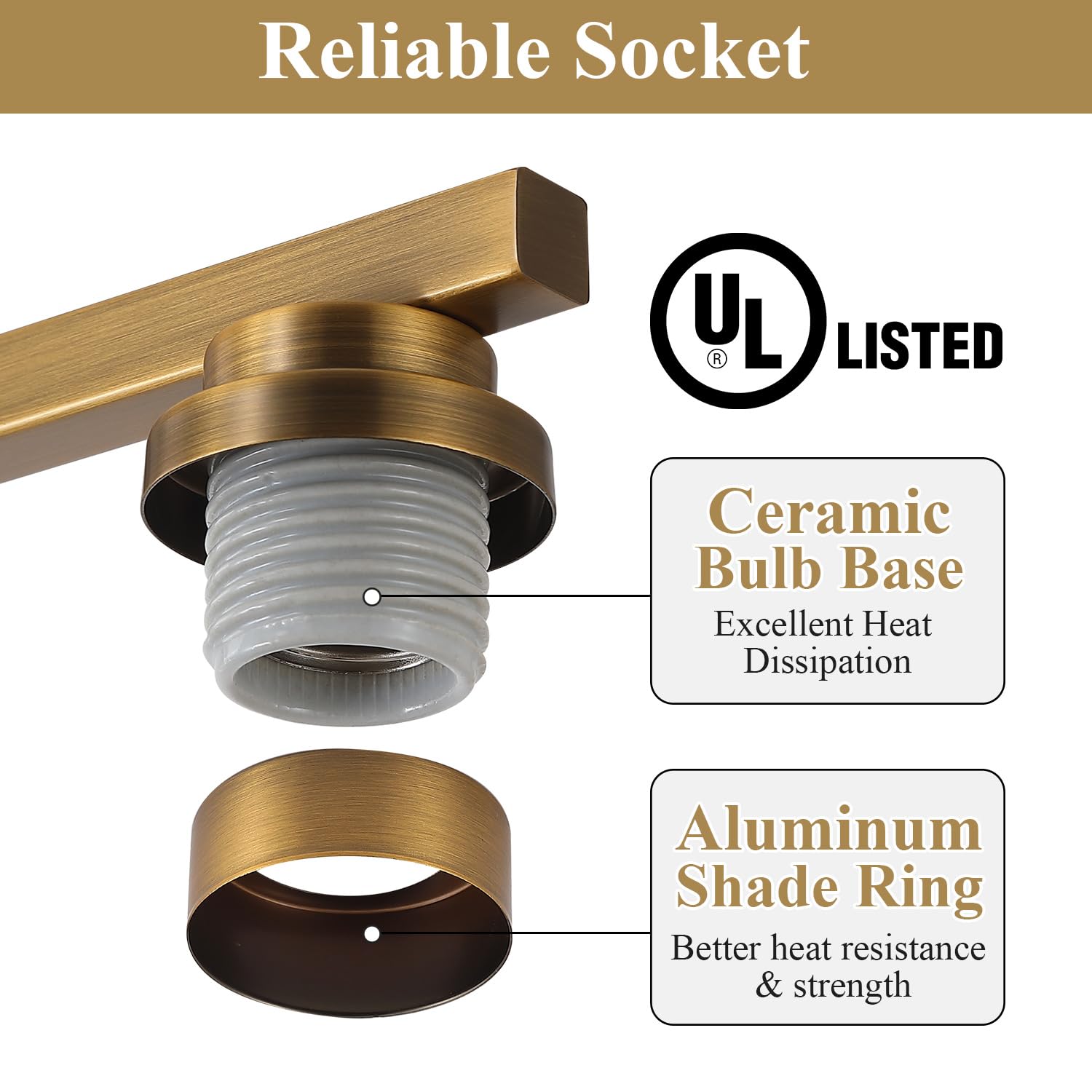 Mecgirn 5-Light Linear Chandelier Pendant Light, Brushed Brass Metal Fixture for Kitchen Island & Dining Room, Model D0017-5-Brass