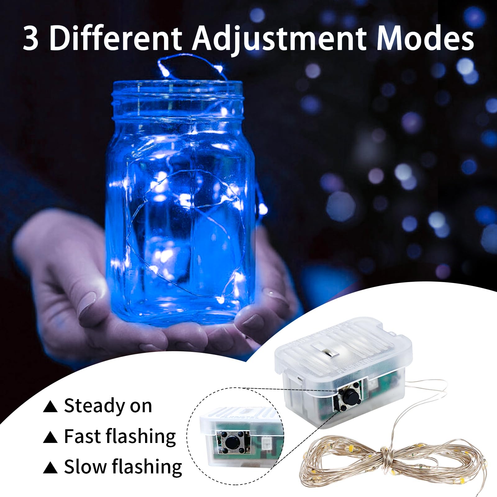 chzk 12 Pack Blue Fairy Lights, 7Ft 20 LED Twinkle String Lights, Battery Operated, Waterproof, for Party & Holidays
