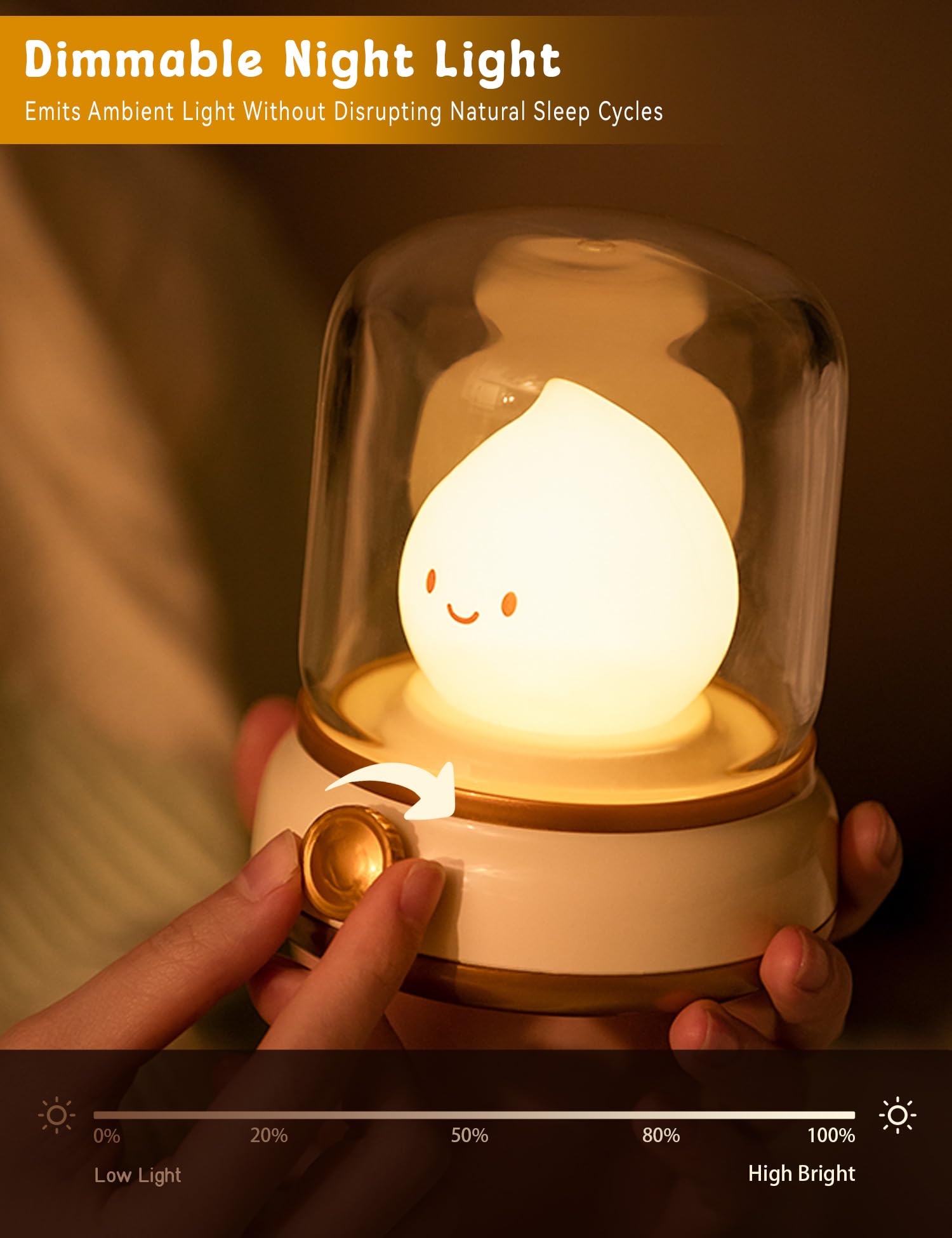 Wanidea Cute Flameless Candles Lamp, Kids Night Light,Candle Warmer Lamp,Decor,Adjustable Dimmable Rechargeable Night Light For