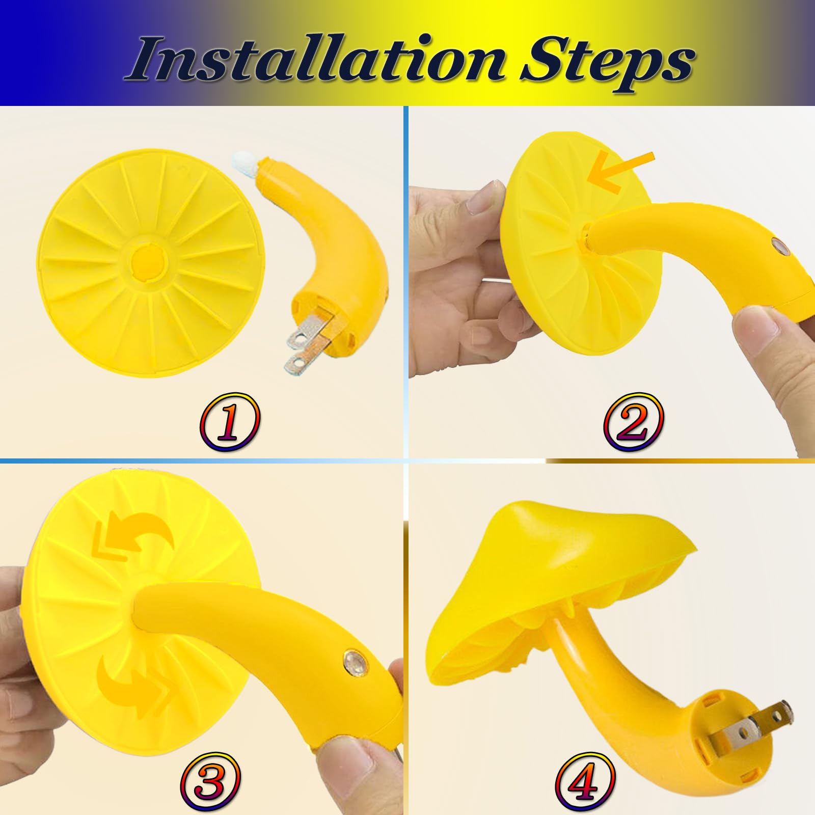 Esupport Mushroom-Shaped Led Night Light, Energy Saving, Yellow, Model Es-Lnh001, 50000H Lifespan, One Size
