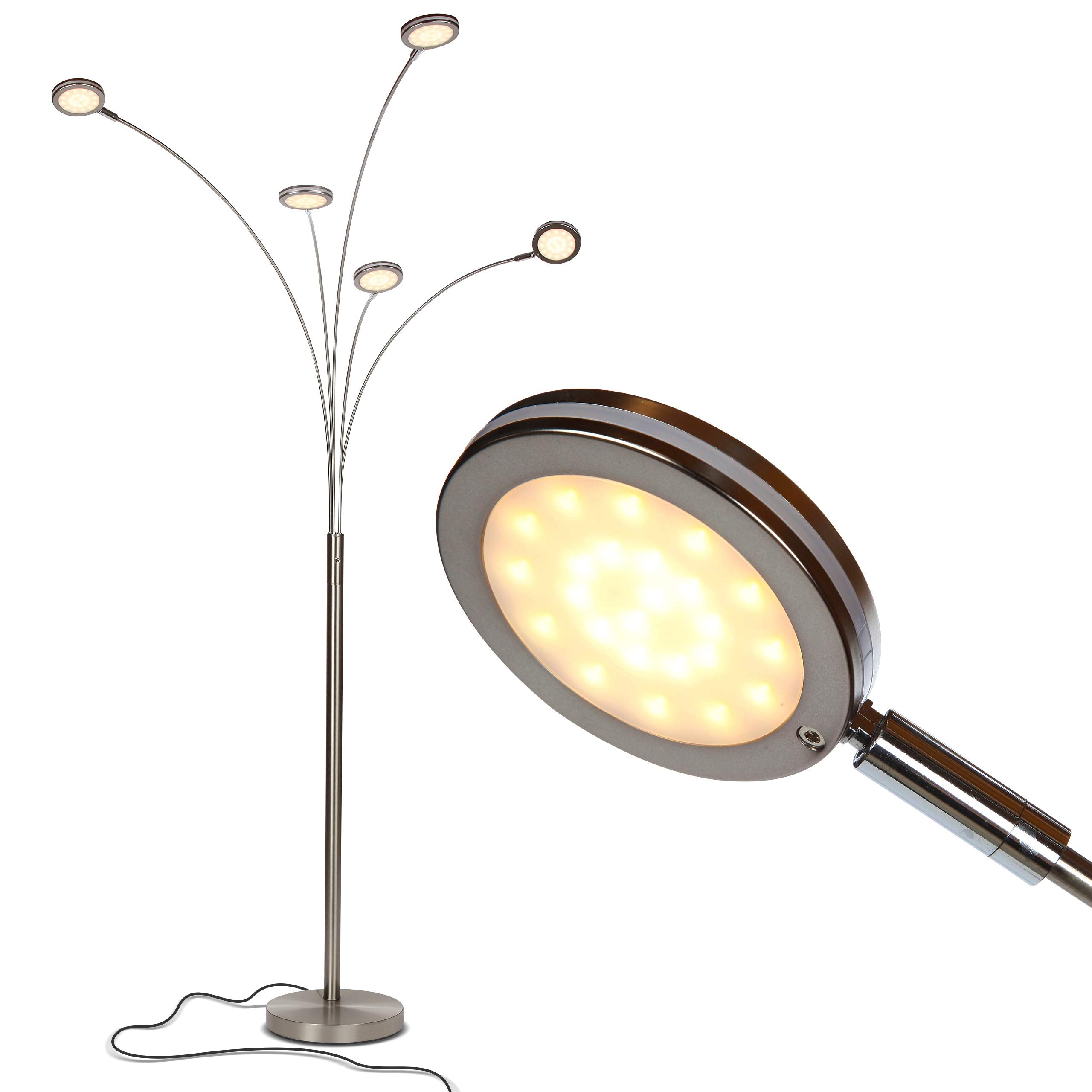 Brightech Orion Arc Floor Lamp - 5 Adjustable Arms, Metal, Satin Nickel, Model ORIONS-FL-SN5