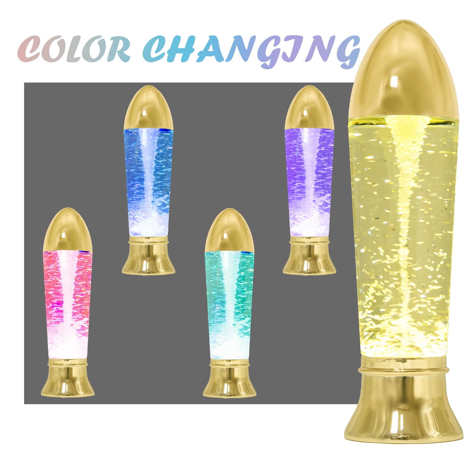 YAKii Tornado Lamp 10.5" LED Color Changing Science Toy - Gold, Battery/USB Operated, Perfect for Christmas Decoration