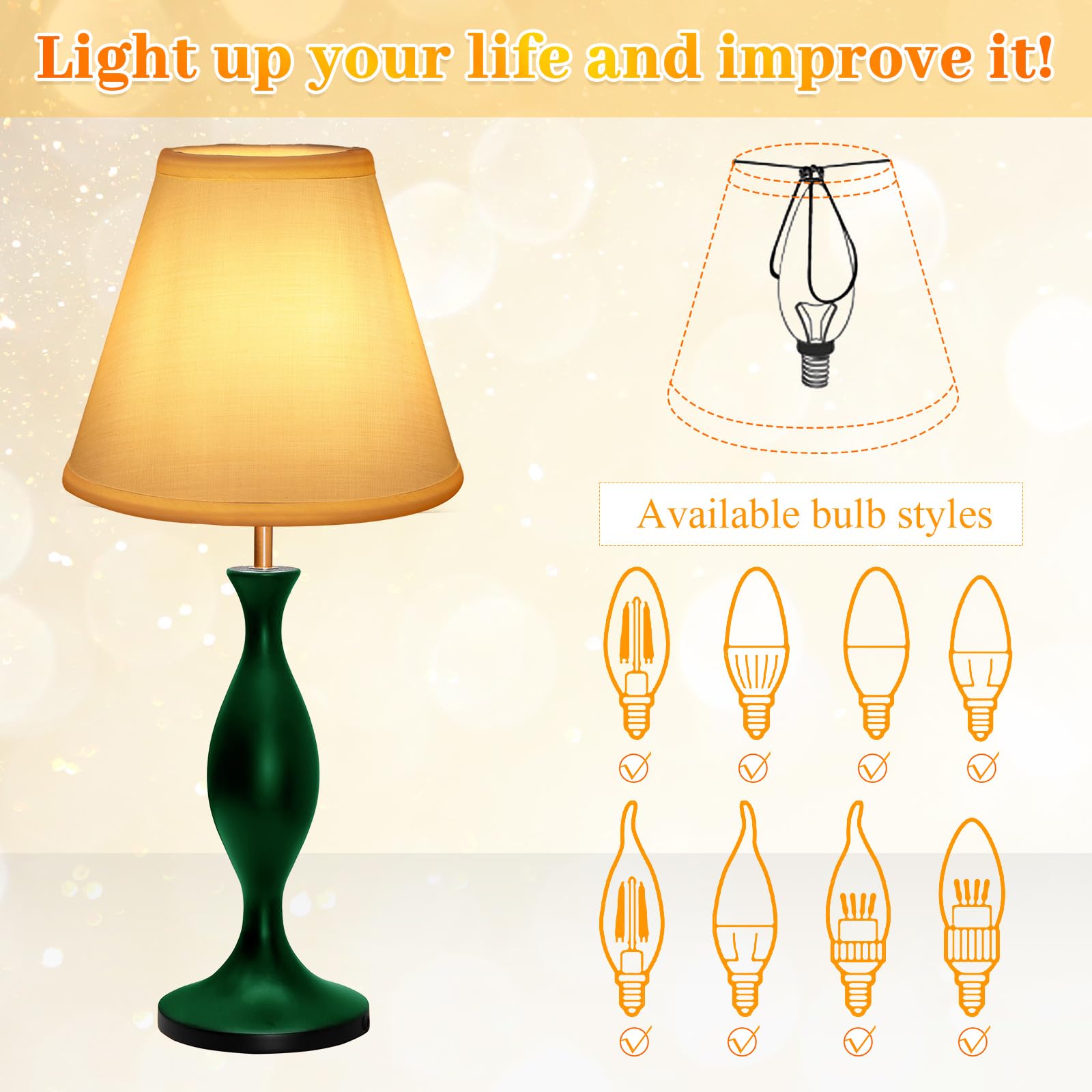 Chandelier Lamp Shades Small Lamp Shade Clip On Fitter Lampshade Linen Lamp Shades, 3'' X 6'' X 5'', Set Of 10 (Beige)