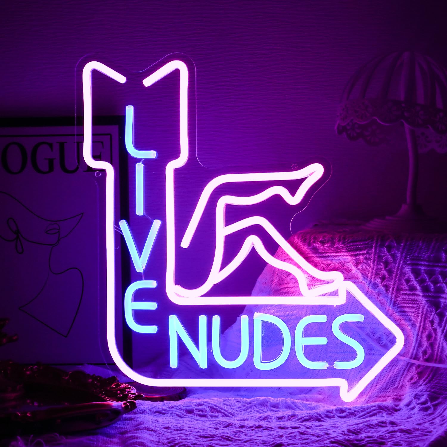 LISIGNVE LED Neon Sign - Live  s Wall Decor, Dimmable, USB Powered, Acrylic, Pink & Blue
