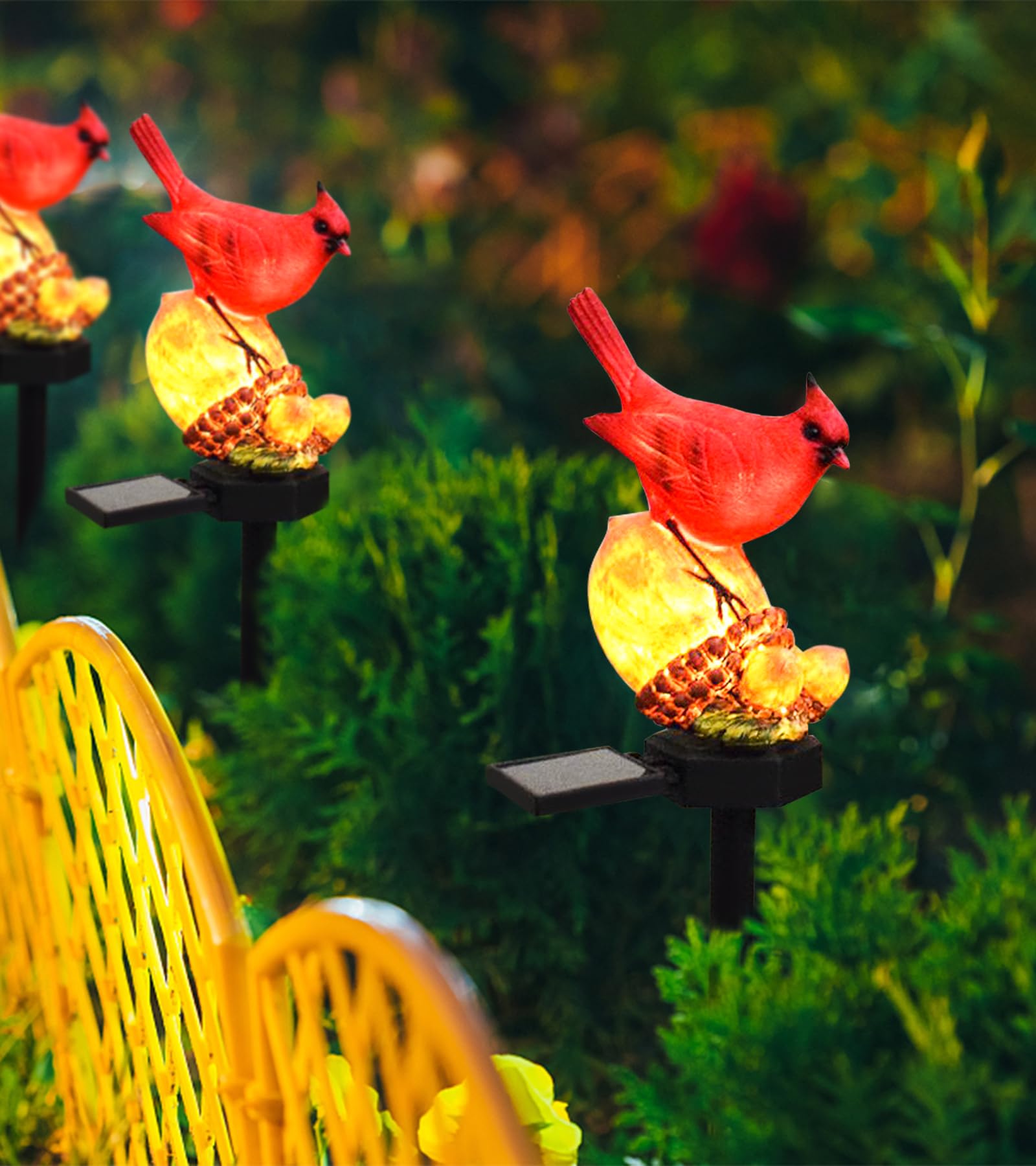 LAIAMER Solar Light Cardinal Garden Decor - Waterproof Red Bird Figurine Stake Light for Outdoor Patio Lawn, Nut Color