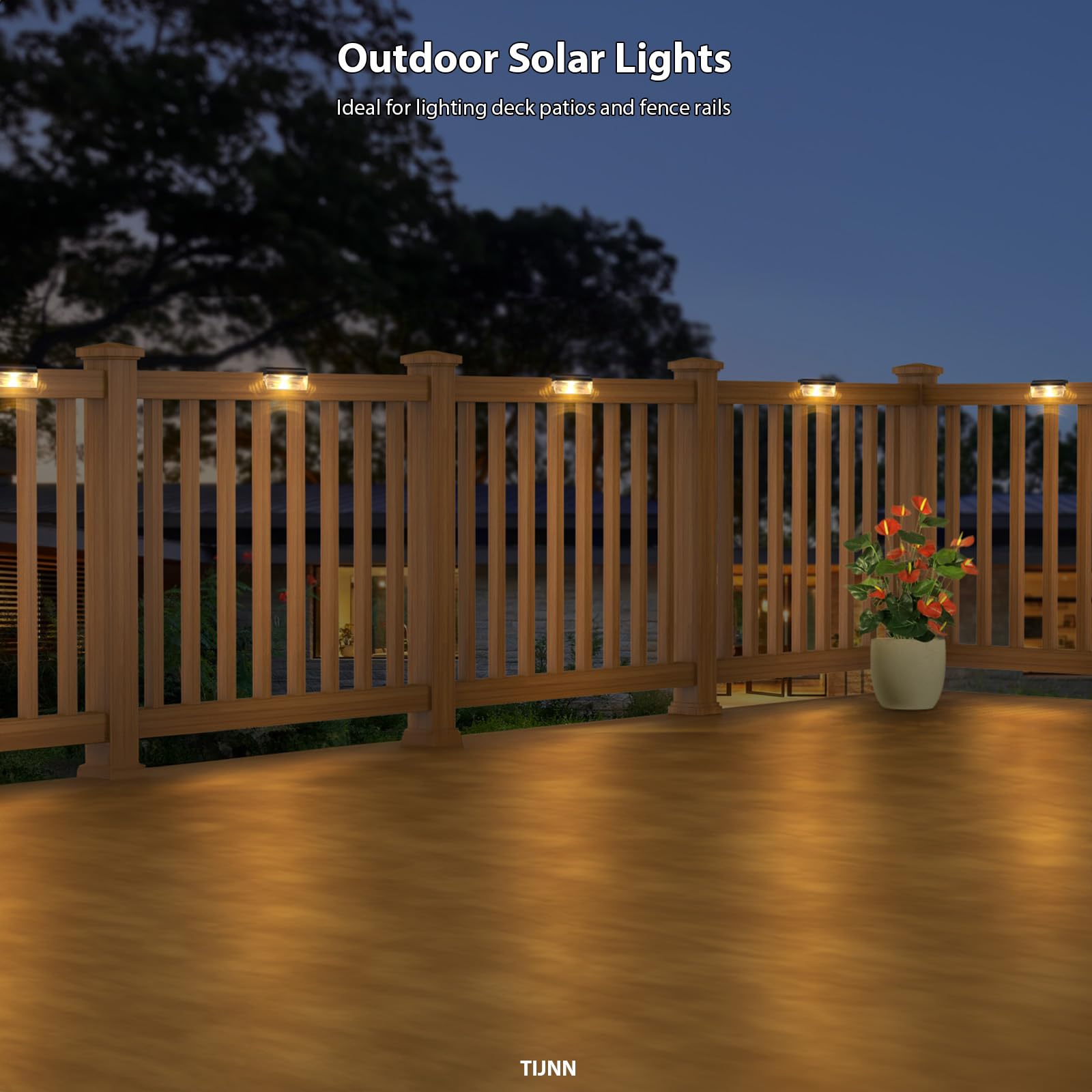 TIJNN Solar Deck Lights - Waterproof Outdoor Lighting for Stairs & Fences, 6 Pack, Plastic, Model LT00179S6, Deck Lights