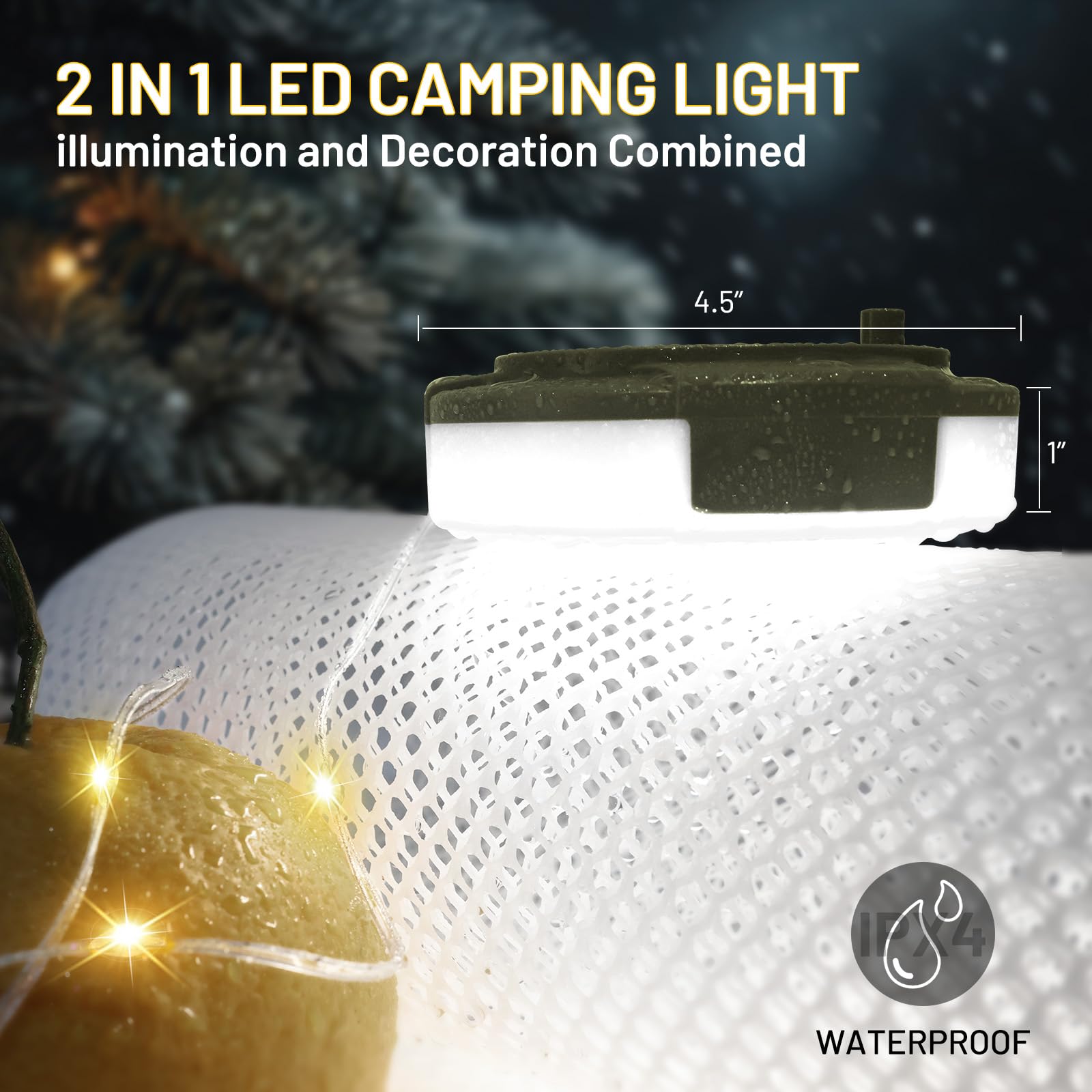 Icever Camping String Lights  32.8Ft 4 In 1 Rechargeable Waterproof Hanging Lamp Portable Led Light For Outdoor Camping Awning Tent Garden Party Yard Festival Decor (10 Lighting Modes)