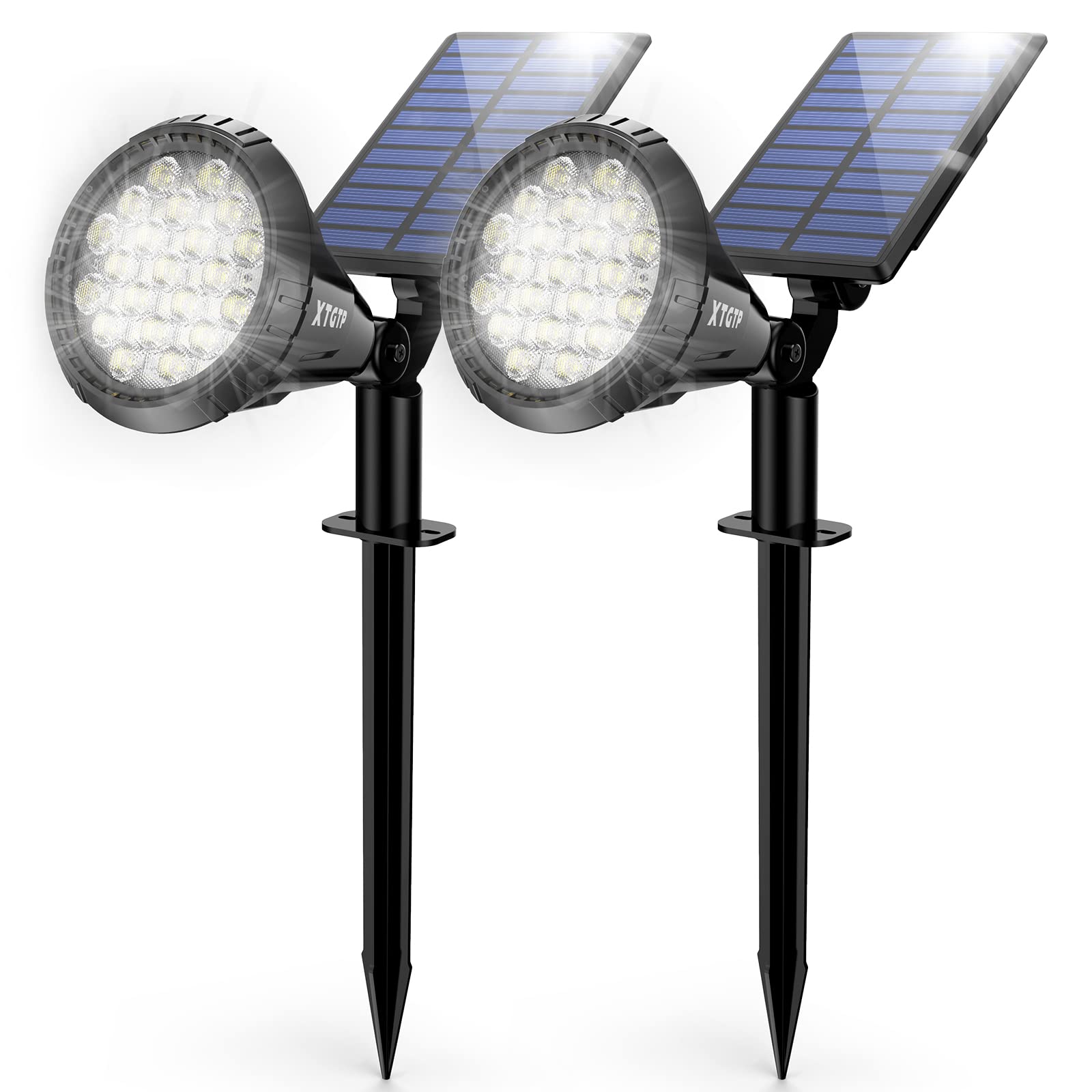 Xtgtp 21 Leds Solar Spot Lights Outdoor, Ip67 Waterproof, Auto On/Off, 2 Pack, Cool White