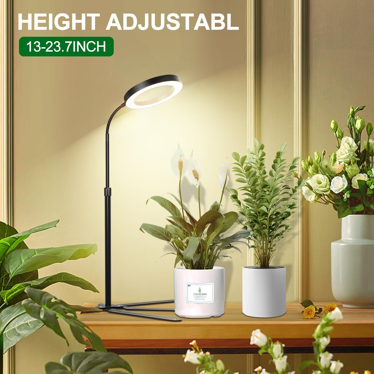 Yeoleh Grow Lights For Indoor Plants, 6000K White Led Full Spectrum Gooseneck Plant Lamp With Dimmable & Height Adjustable For Mini Succulent, Desktop Plants, Auto Timer 4/8/12/18Hrs